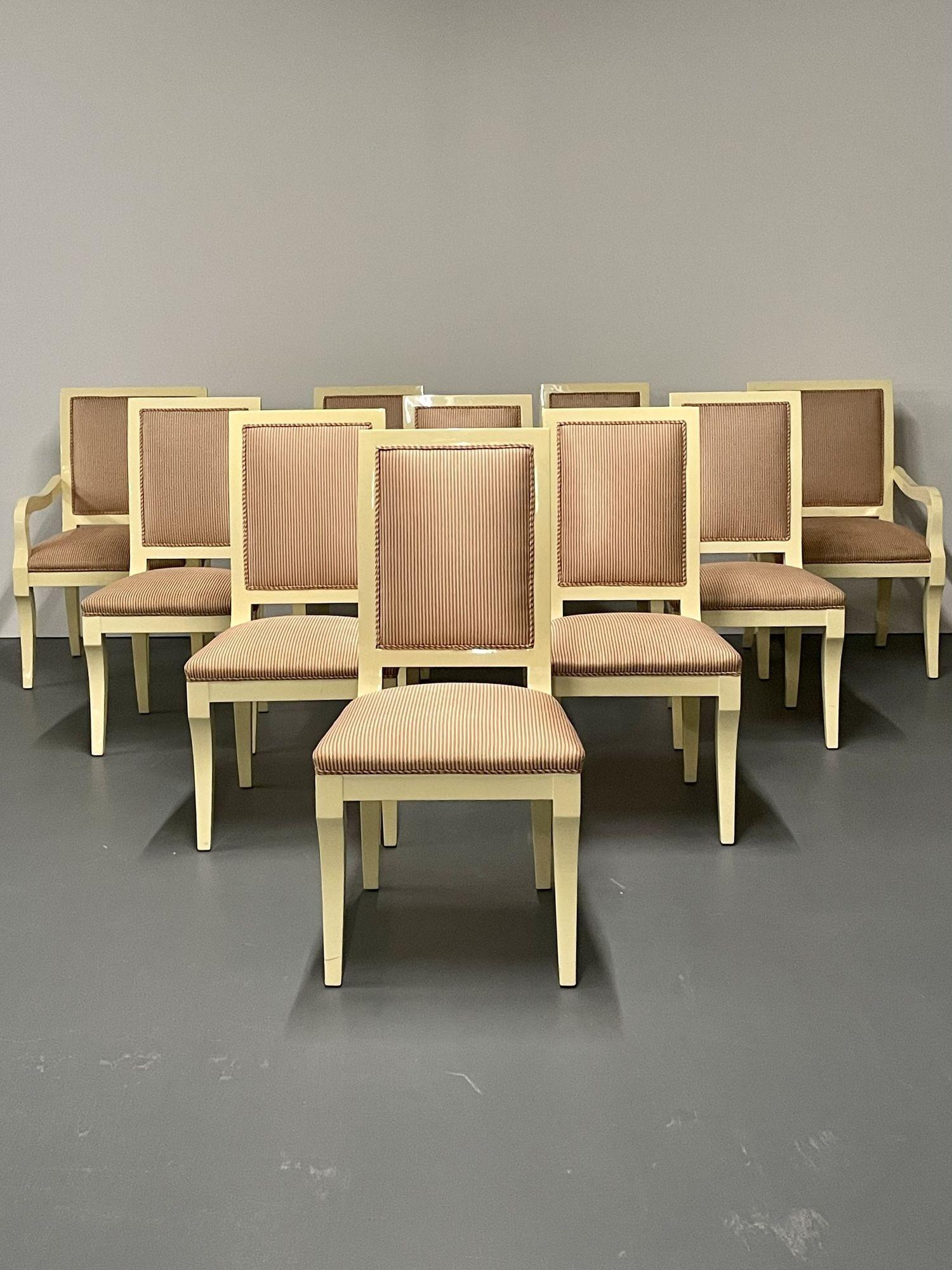 American Ten Modern Dining Chairs, White Lacquer, Ron Seff, Custom For Sale