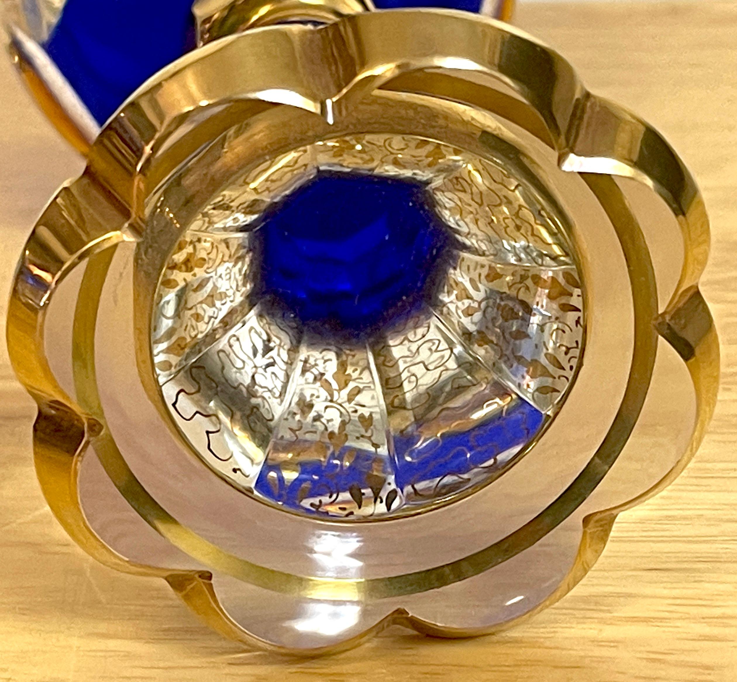 Zehn vergoldete, emaillierte, kobaltfarbene Gobelins aus Moser, ca. 1930er Jahre  (Kristall) im Angebot