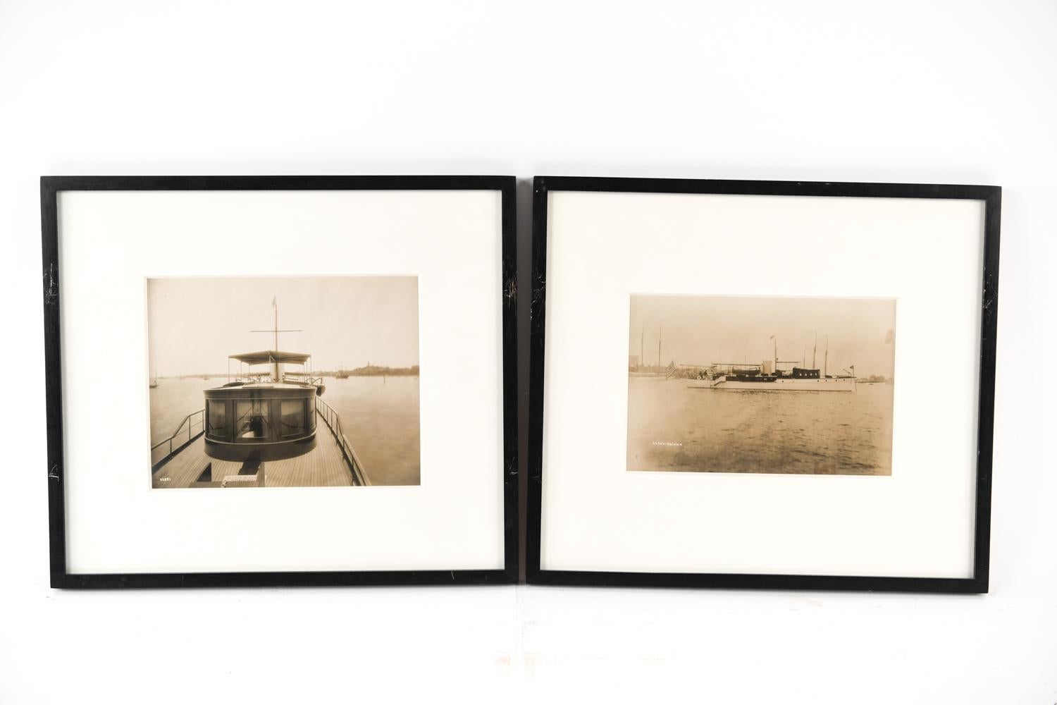 Set of 10 maritime photos by Nathaniel Livermore Stebbins a noted American marine photographer. All blind stamped N. L. Stebbins Boston Mass lower right corner. Numbered lower left corner, Circa 1910. Framed in black frames with white double thick