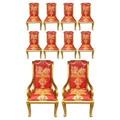 Ten Neoclassical Dining Chairs in Fine Versace Style Fabric