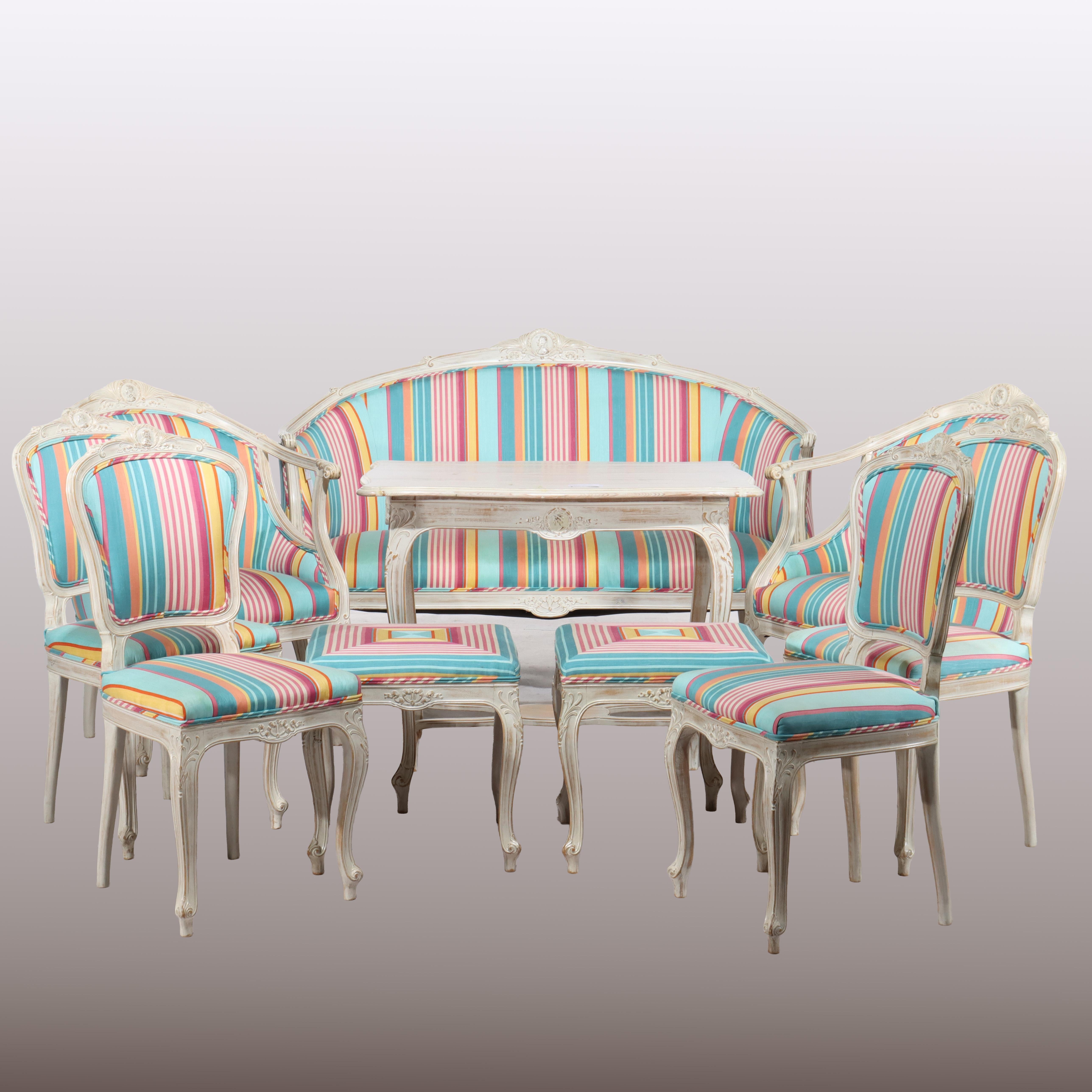 ***Reduced In-House Delivery Rates - Click on “Ask Seller” to Request a Quote***
Ten-Piece Vintage Aktiebolaget Lindells Mobelfabrik French Provincial Parlor Set Signed C1940
Measures - Sofa 39 1/2