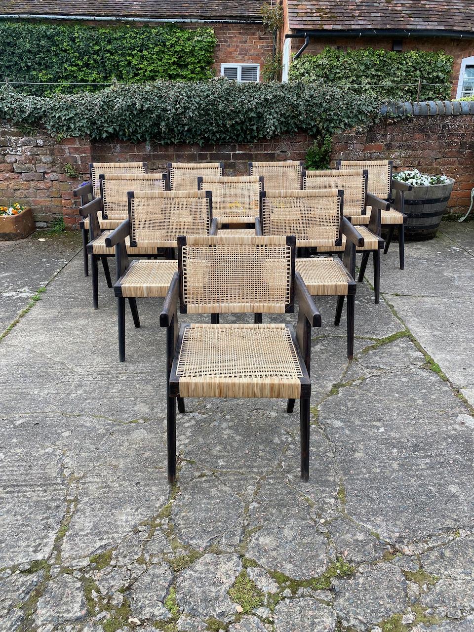 Ten Pierre Jeanneret ‘Black’ Floating Back Office Chairs Model PJ-010101L Circa 9