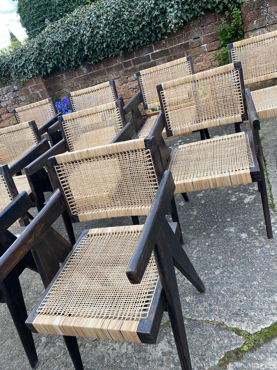 Ten Pierre Jeanneret ‘Black’ Floating Back Office Chairs Model PJ-010101L Circa 10