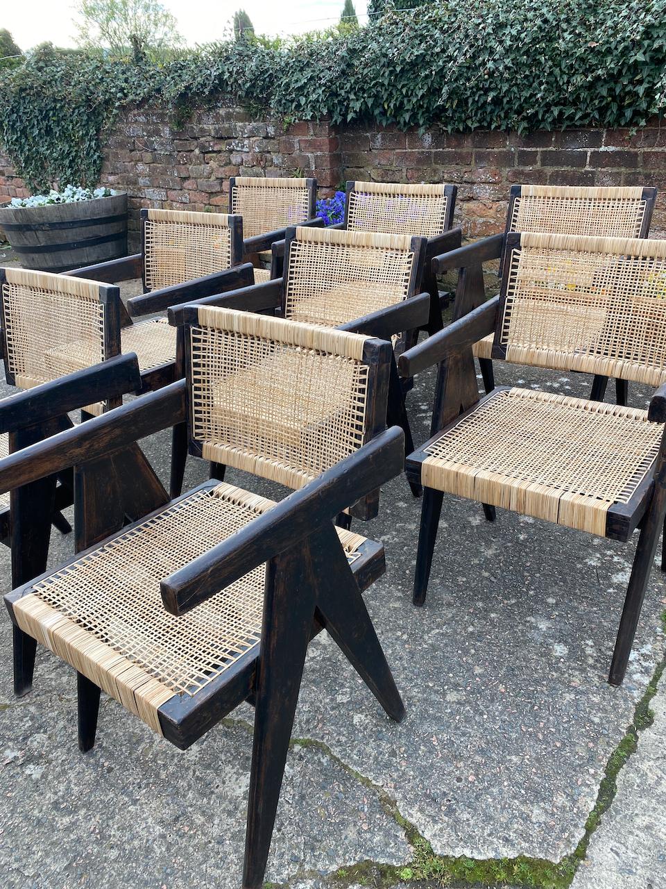 Ten Pierre Jeanneret ‘Black’ Floating Back Office Chairs Model PJ-010101L Circa 11