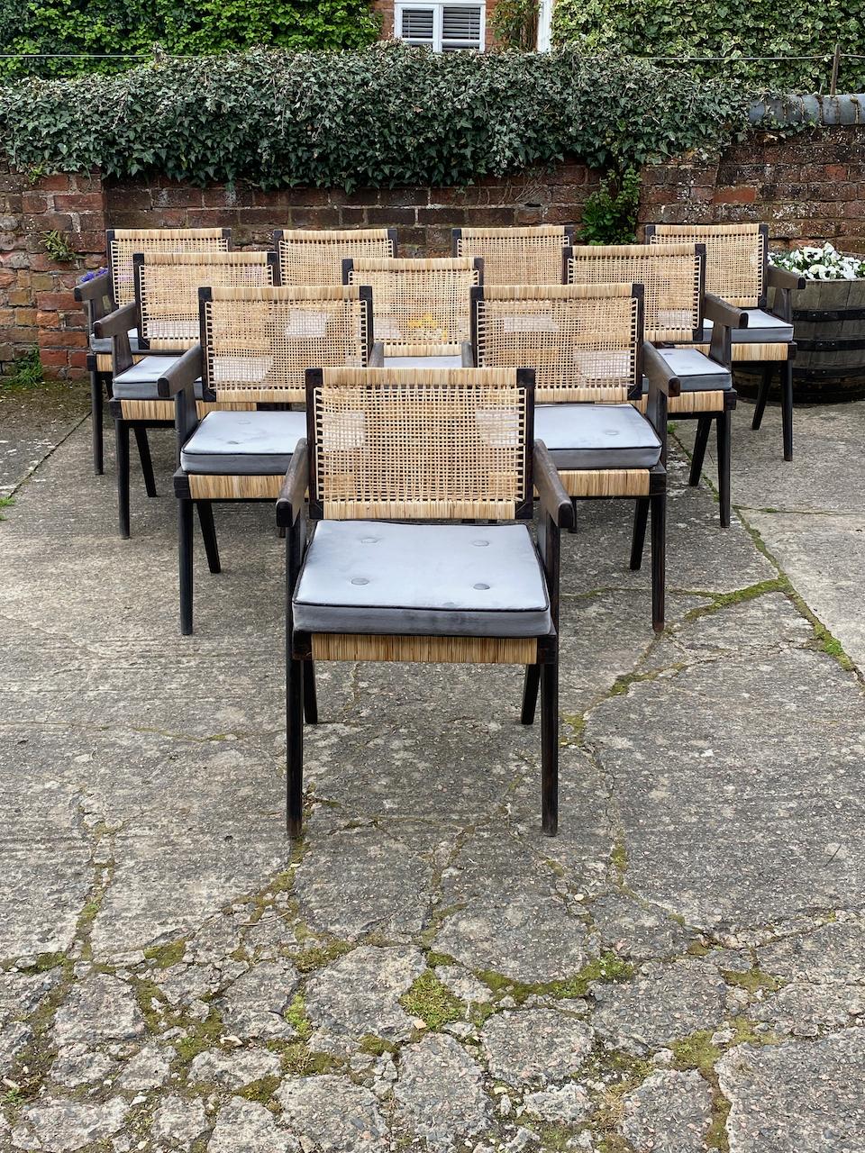 Ten Pierre Jeanneret ‘Black’ Floating Back Office Chairs Model PJ-010101L Circa 12