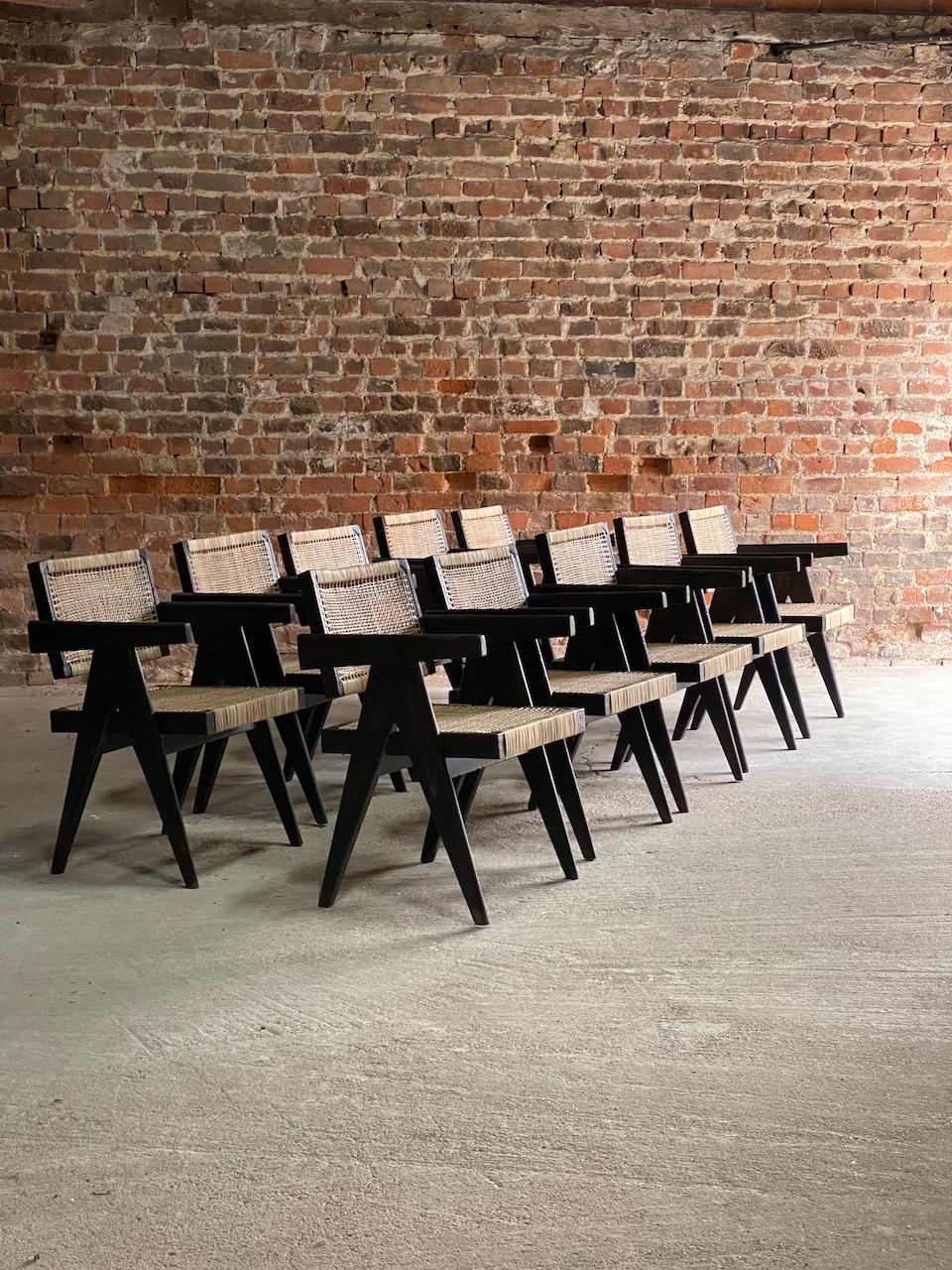 Indian Ten Pierre Jeanneret ‘Black’ Floating Back Office Chairs Model PJ-010101L Circa