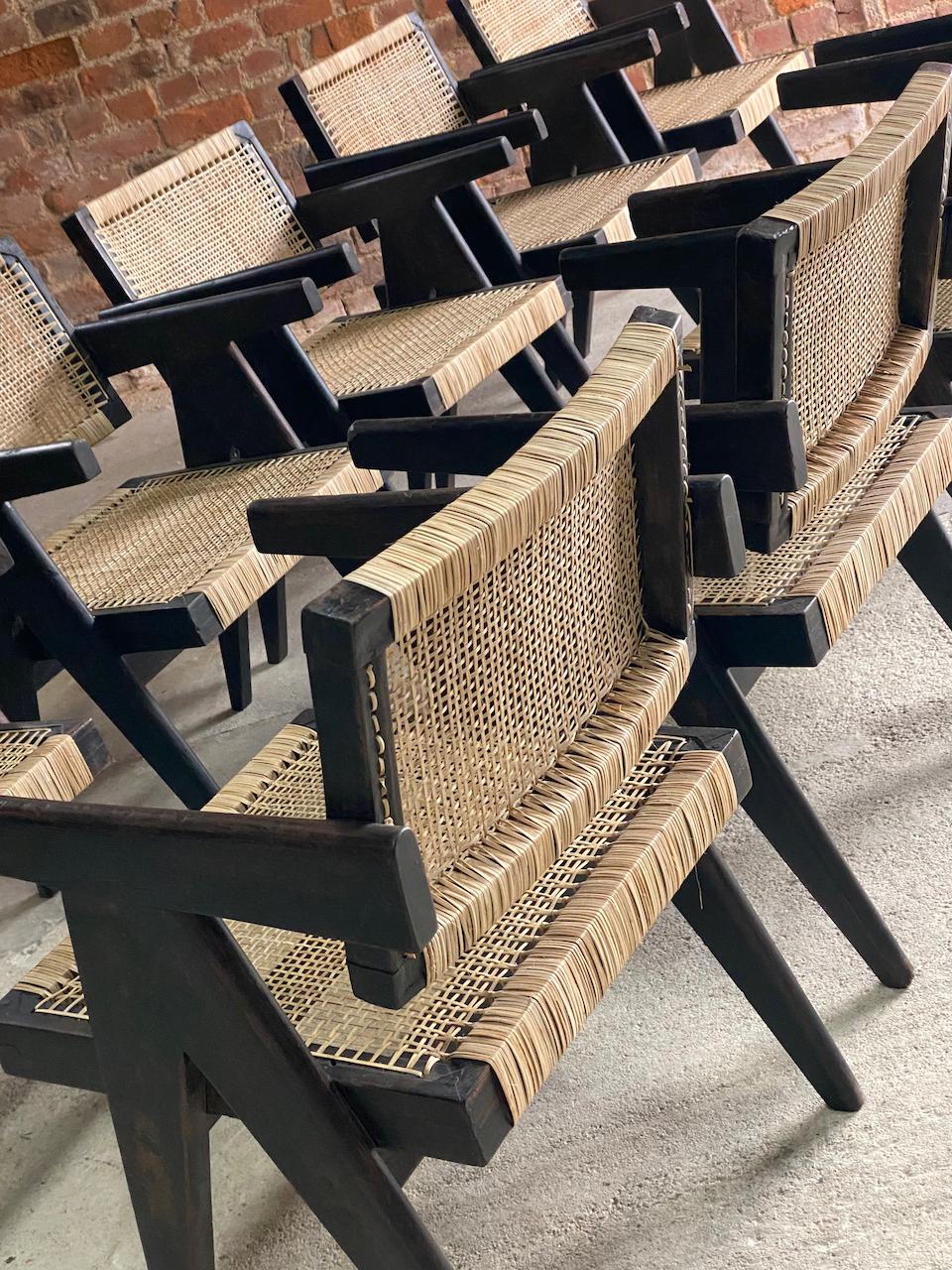Ten Pierre Jeanneret ‘Black’ Floating Back Office Chairs Model PJ-010101L Circa 2
