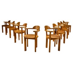 Ten Pinewood Dining Chairs in the Style of Daumiller, Austria 1960s