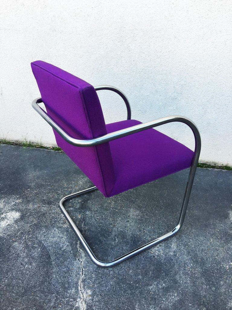 Upholstery Ten Purple Mies Van Der Rohe Tubular Brno Chairs by Knoll