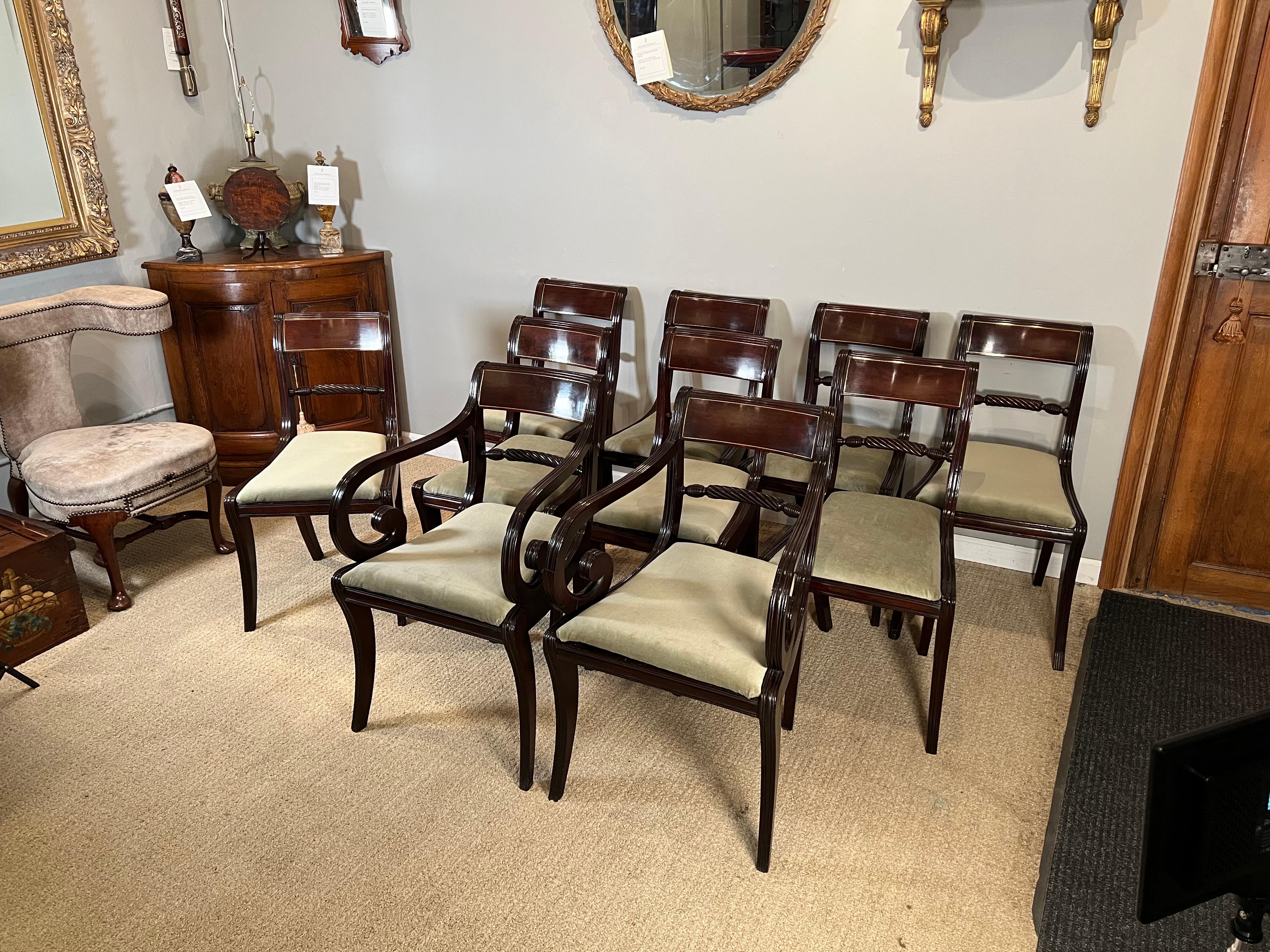 English Ten Regency Mahogany Dining Chairs, C.1820