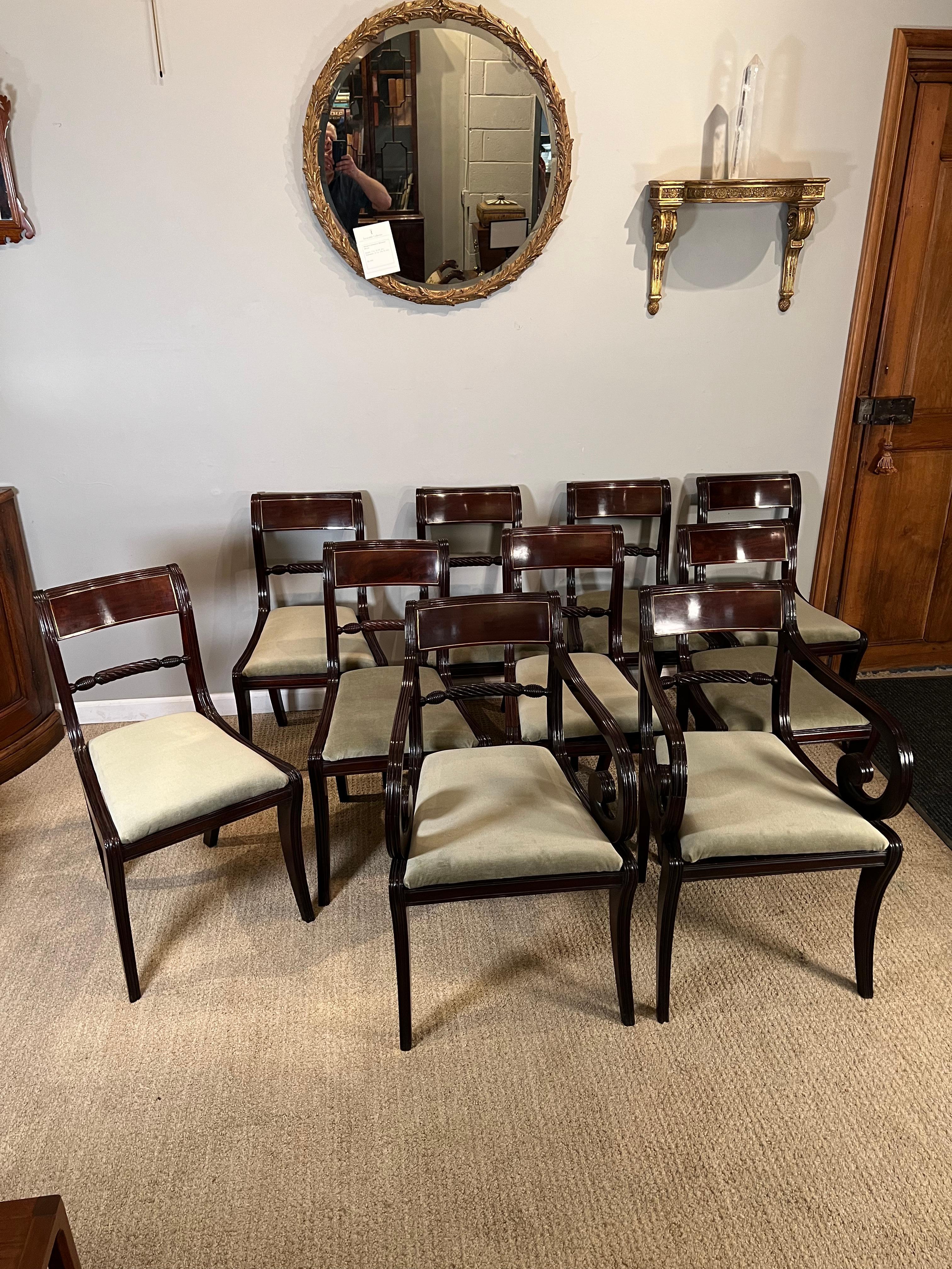 Inlay Ten Regency Mahogany Dining Chairs, C.1820