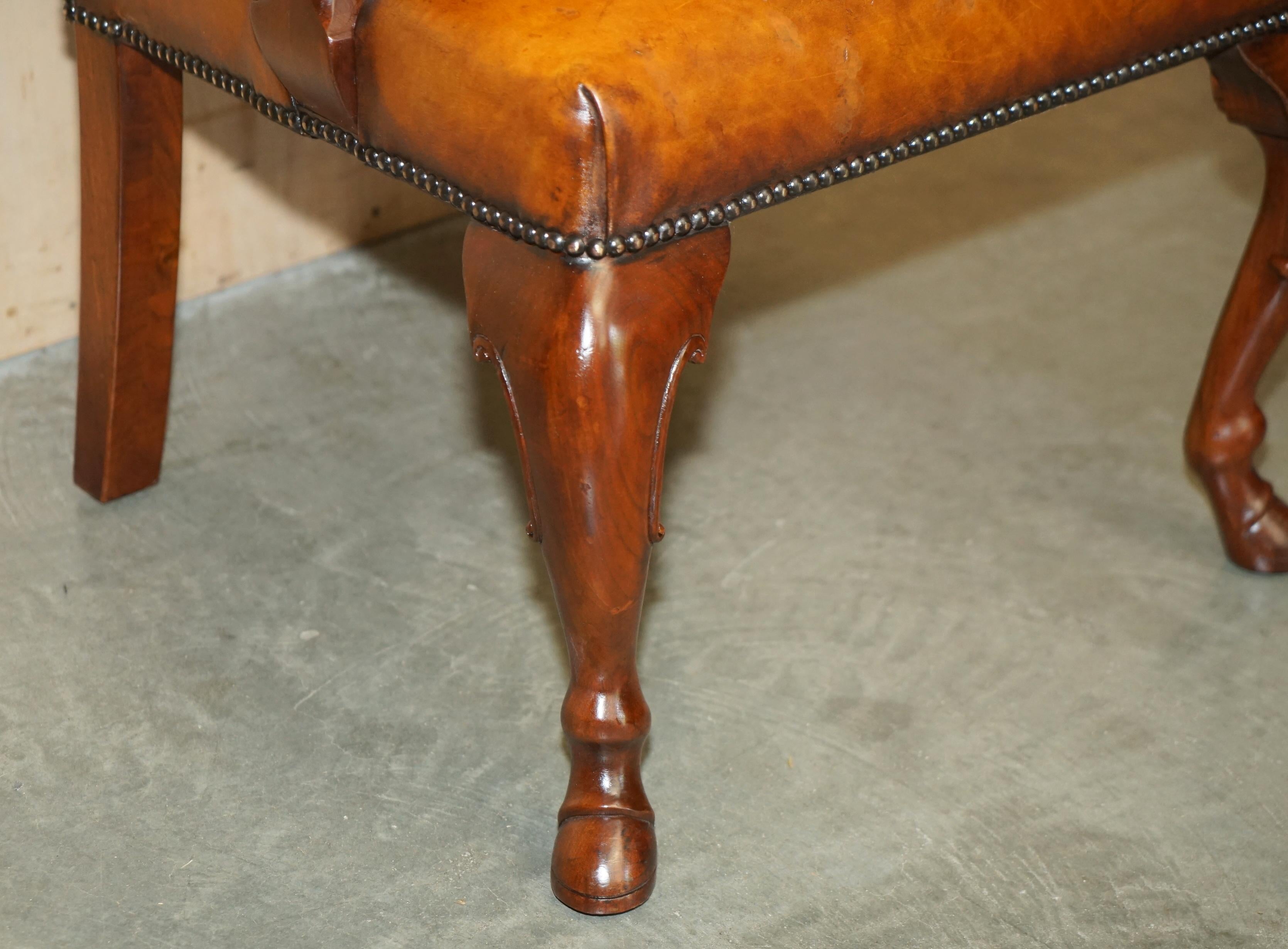 DIECI SEDIE RESTAURATE DI Ralph Lauren in pelle marrone e velluto con schienale alto 10 in vendita 3