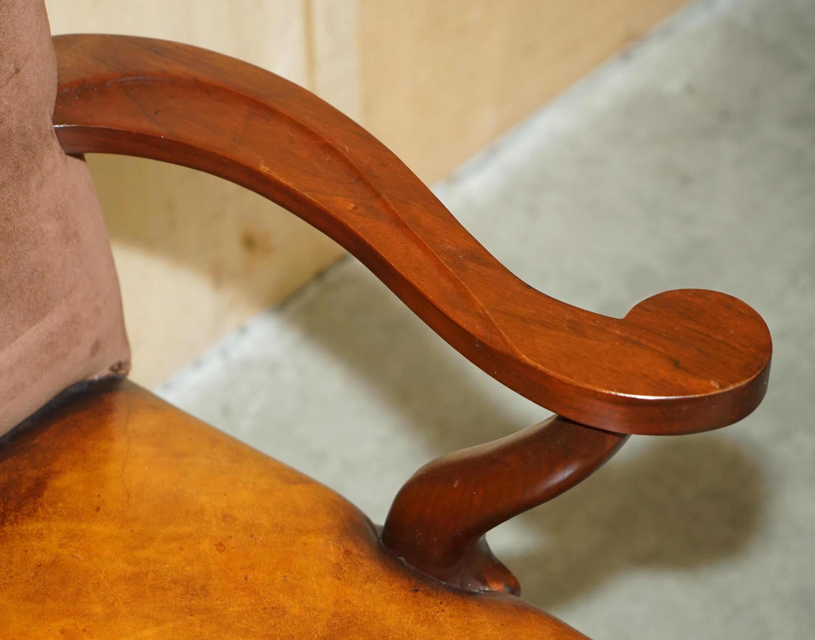 DIECI SEDIE RESTAURATE DI Ralph Lauren in pelle marrone e velluto con schienale alto 10 in vendita 1
