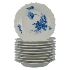 Ten Royal Copenhagen Blue Flower Curved Plate, Model Number 10/1625