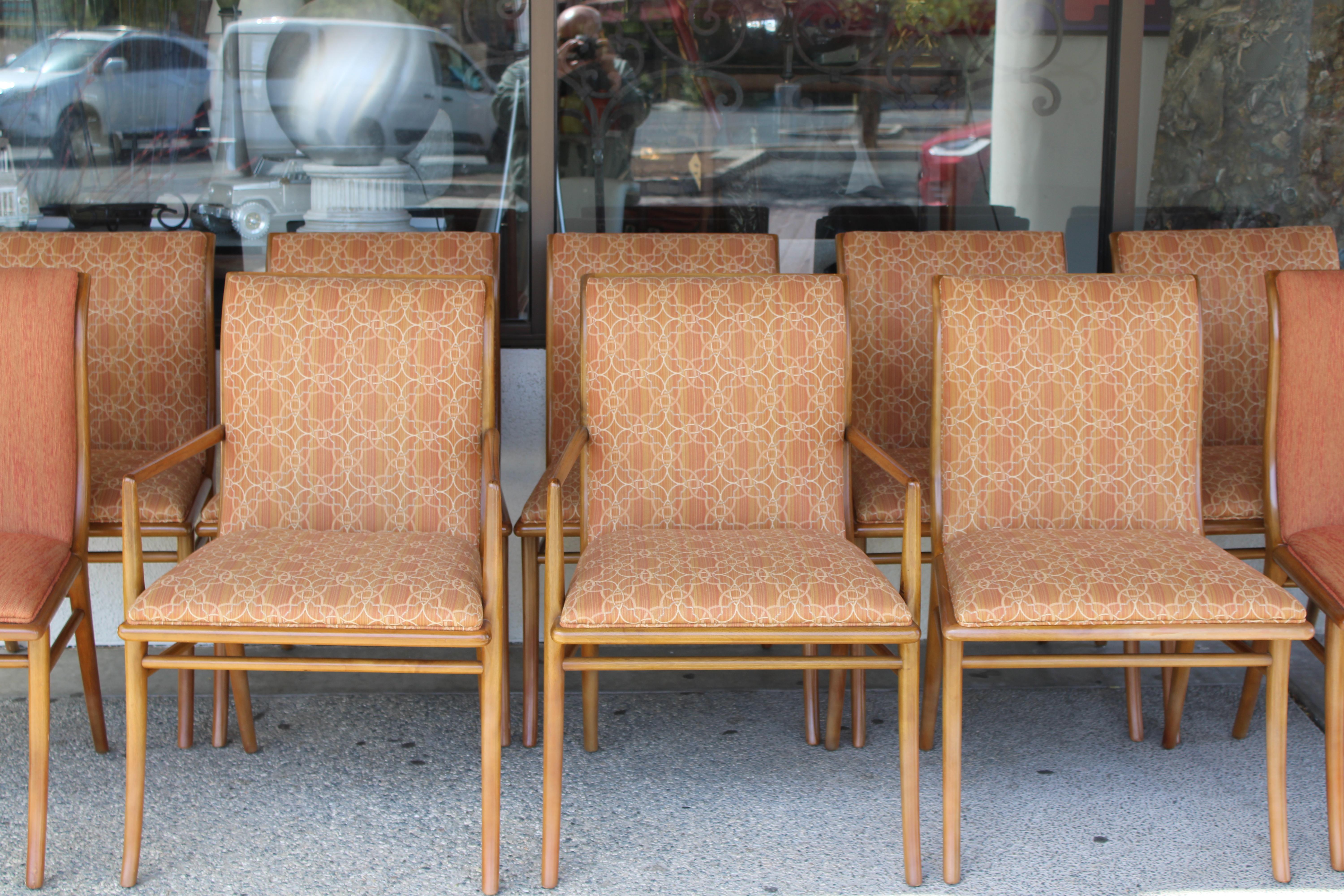 Mid-20th Century Ten Saber Leg Dining Chairs by T.H. Robsjohn-Gibbings for Widdicomb  For Sale