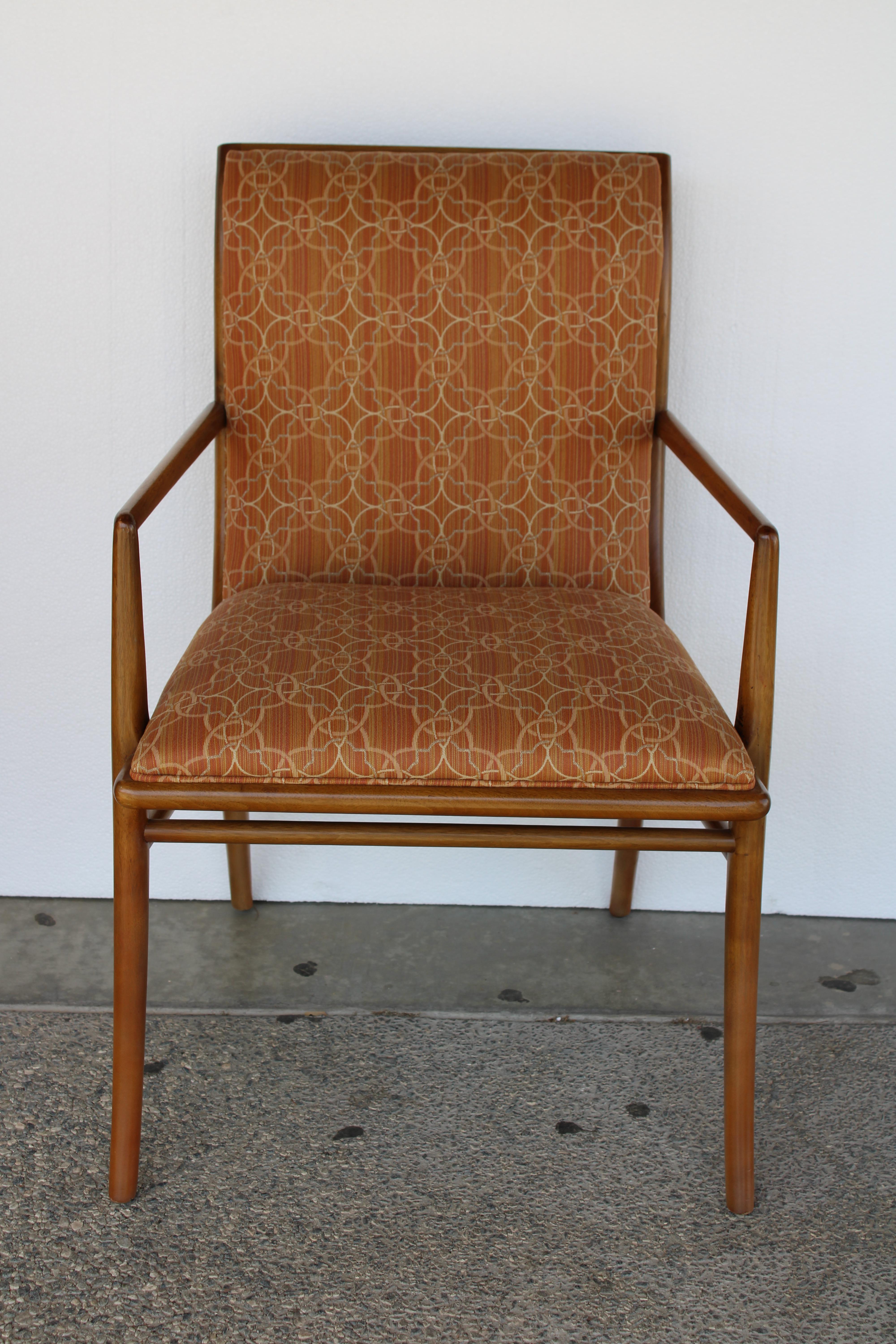 Walnut Ten Saber Leg Dining Chairs by T.H. Robsjohn-Gibbings for Widdicomb 