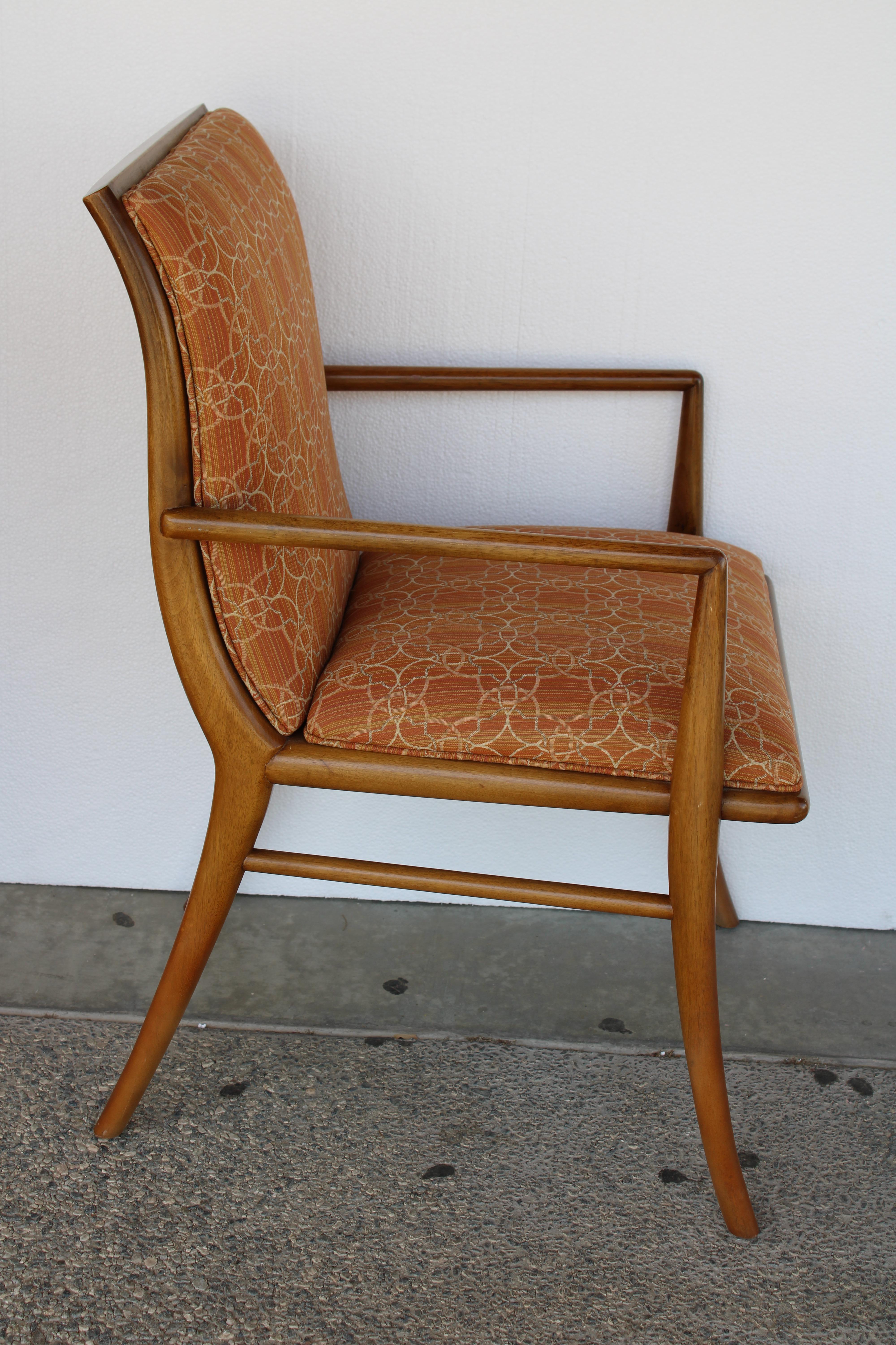 Walnut Ten Saber Leg Dining Chairs by T.H. Robsjohn-Gibbings for Widdicomb