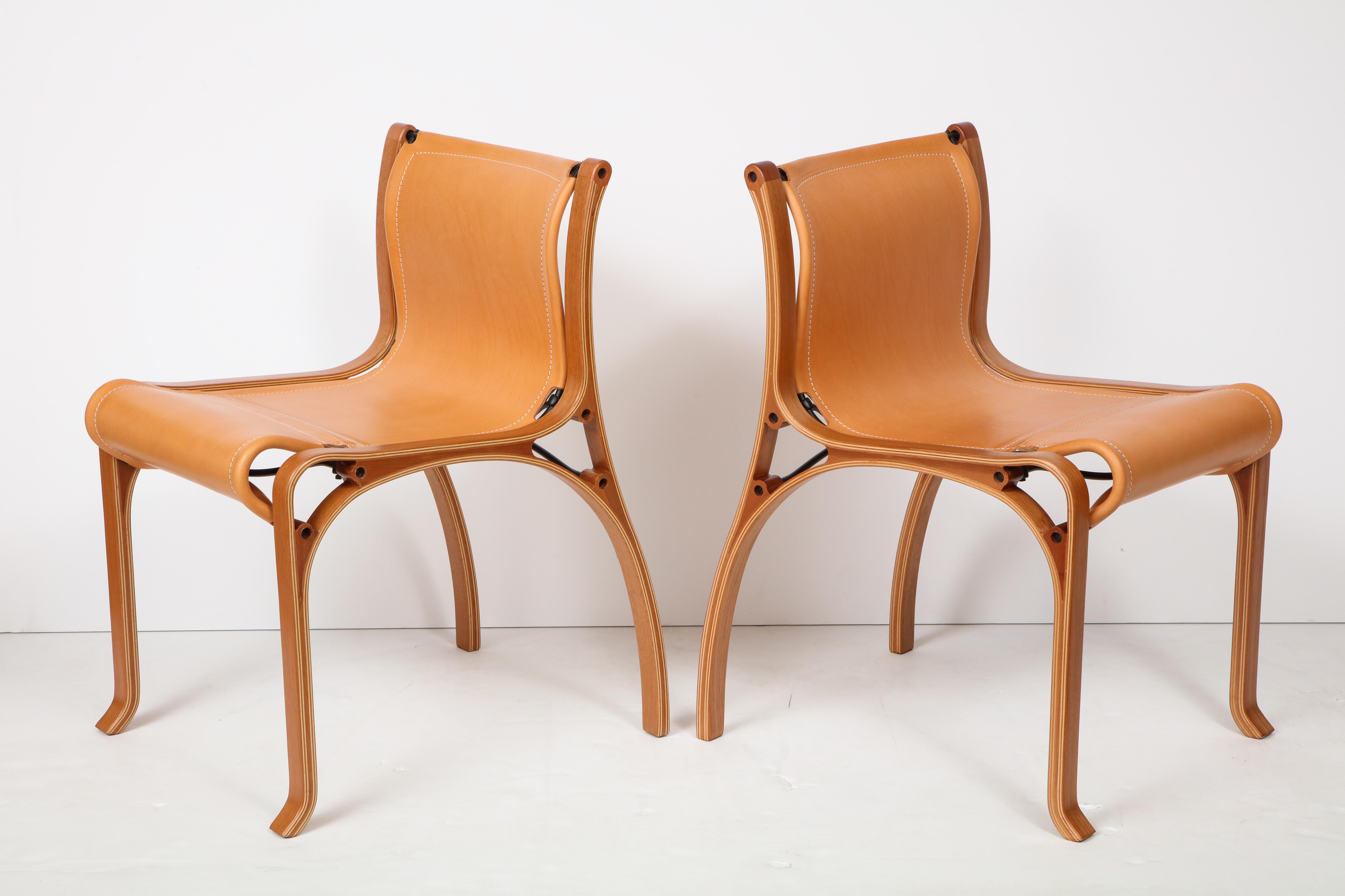 Minimalist Ten Saddle Stitched Leather Dining Chairs