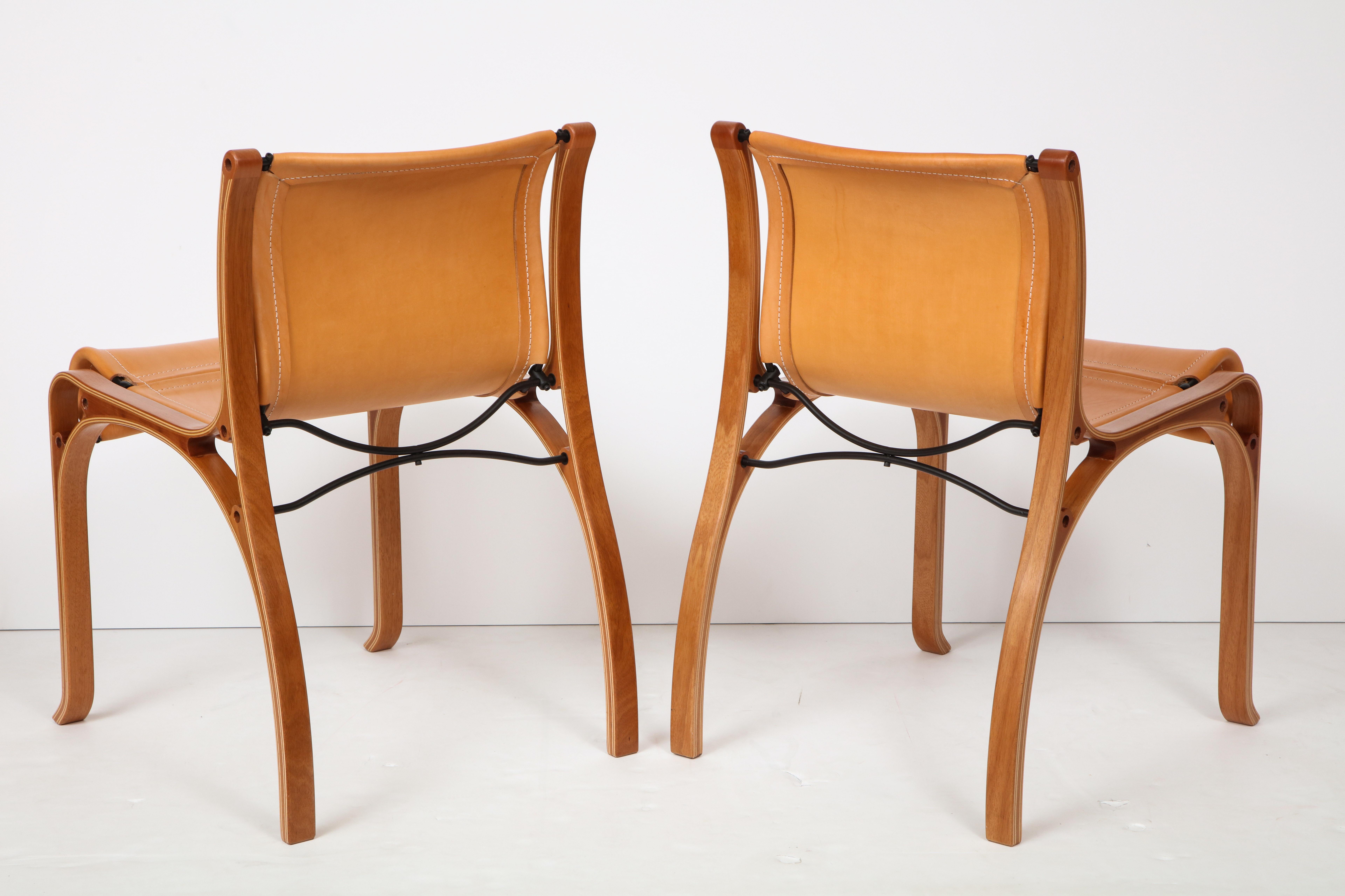 Chilean Ten Saddle Stitched Leather Dining Chairs
