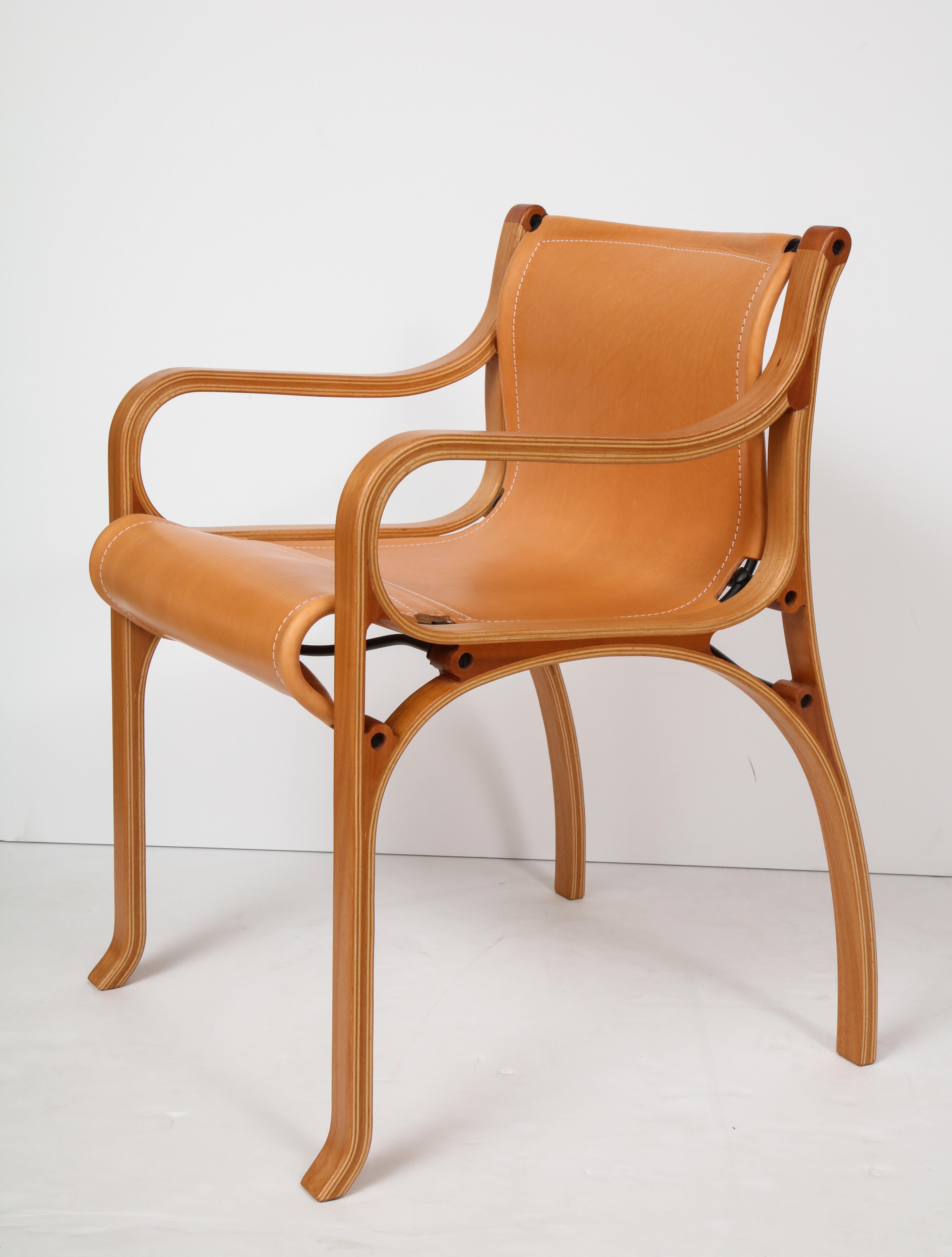 Laminated Ten Saddle Stitched Leather Dining Chairs
