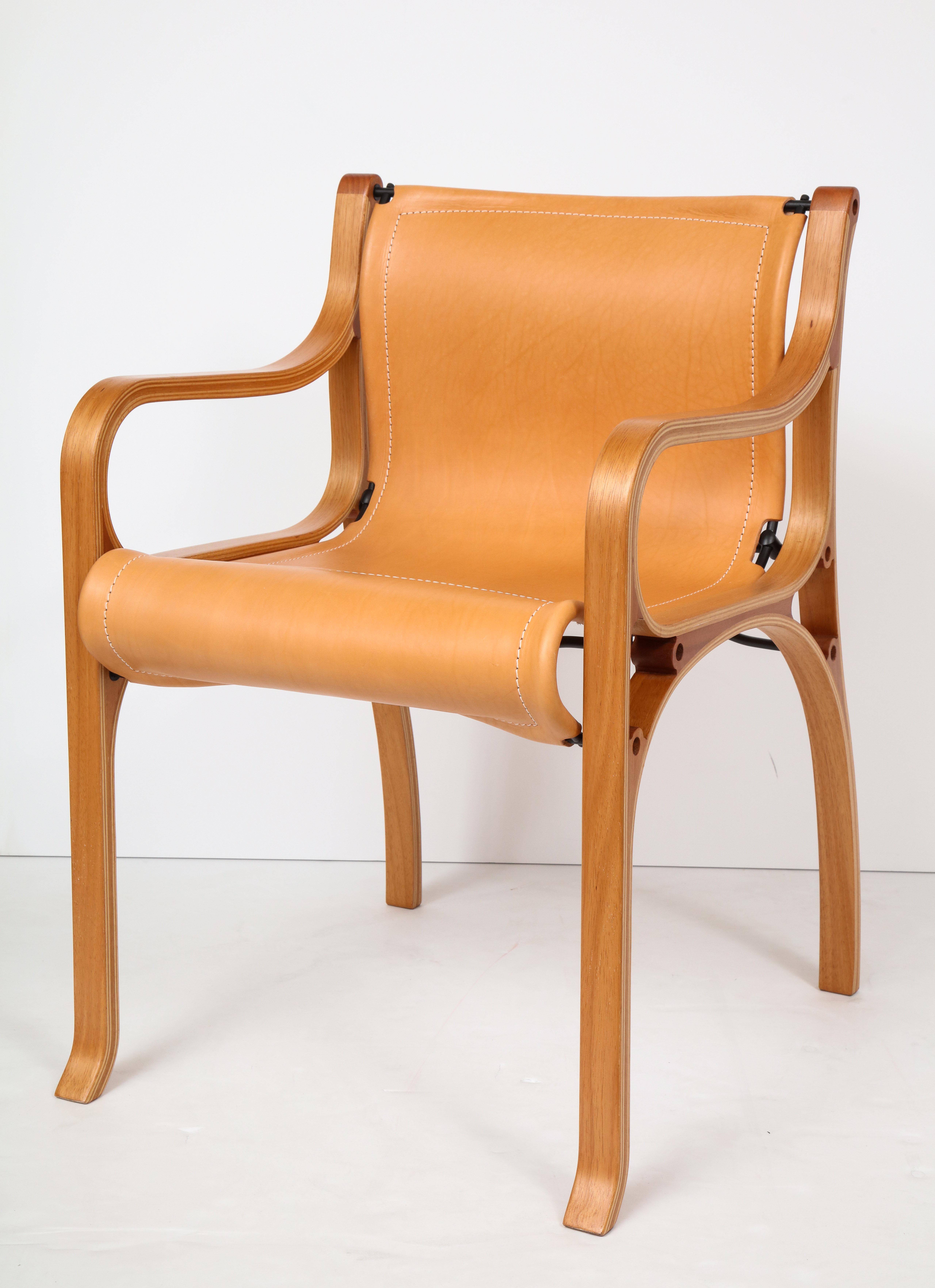 Contemporary Ten Saddle Stitched Leather Dining Chairs
