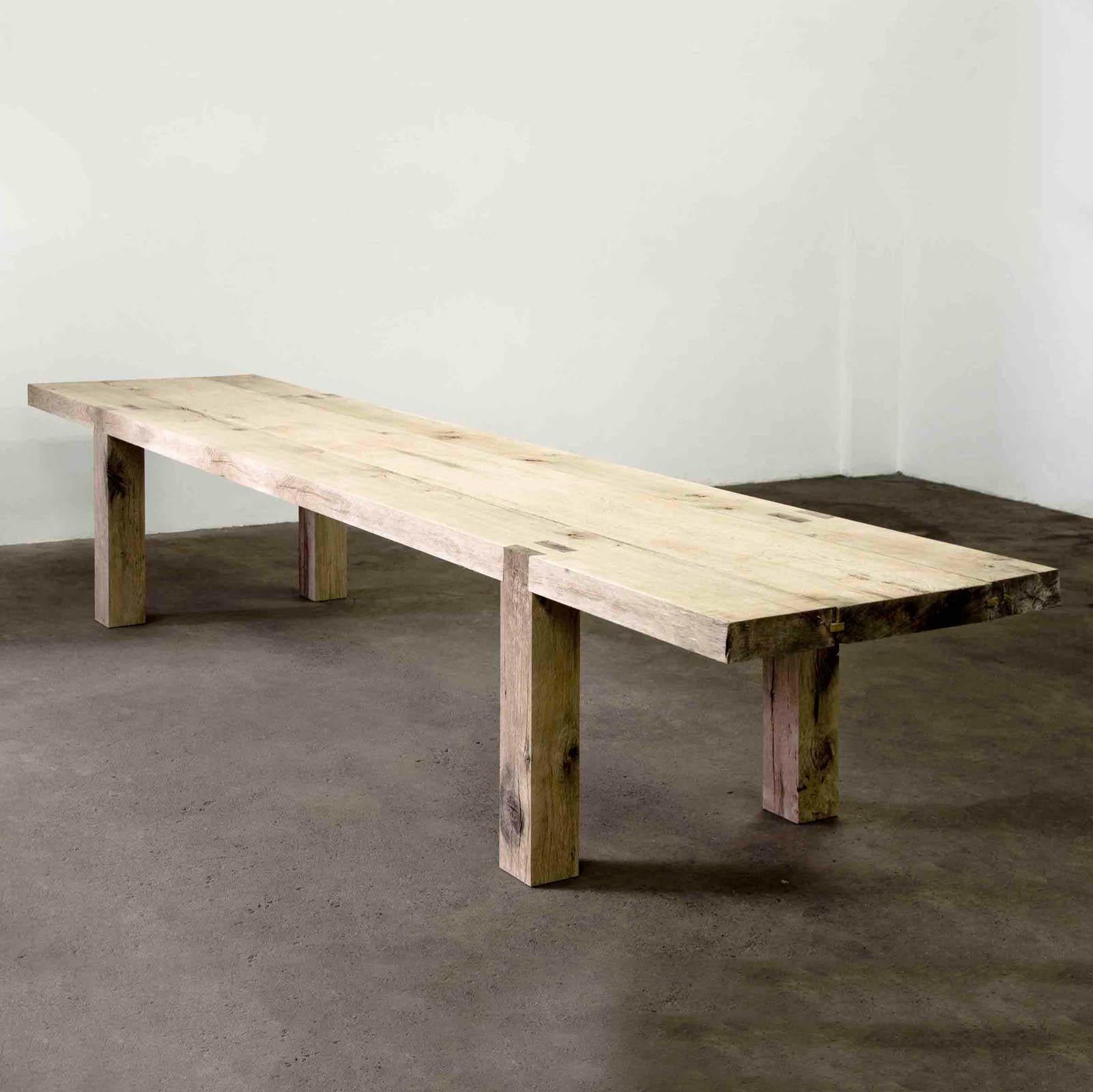 Hand-Crafted Ten-Seat Carpenters Dining Table in French Oak For Sale