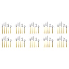 Ten Set of 5-Piece Contemporary Gold Stainless Steel Twist-Handle Flatware