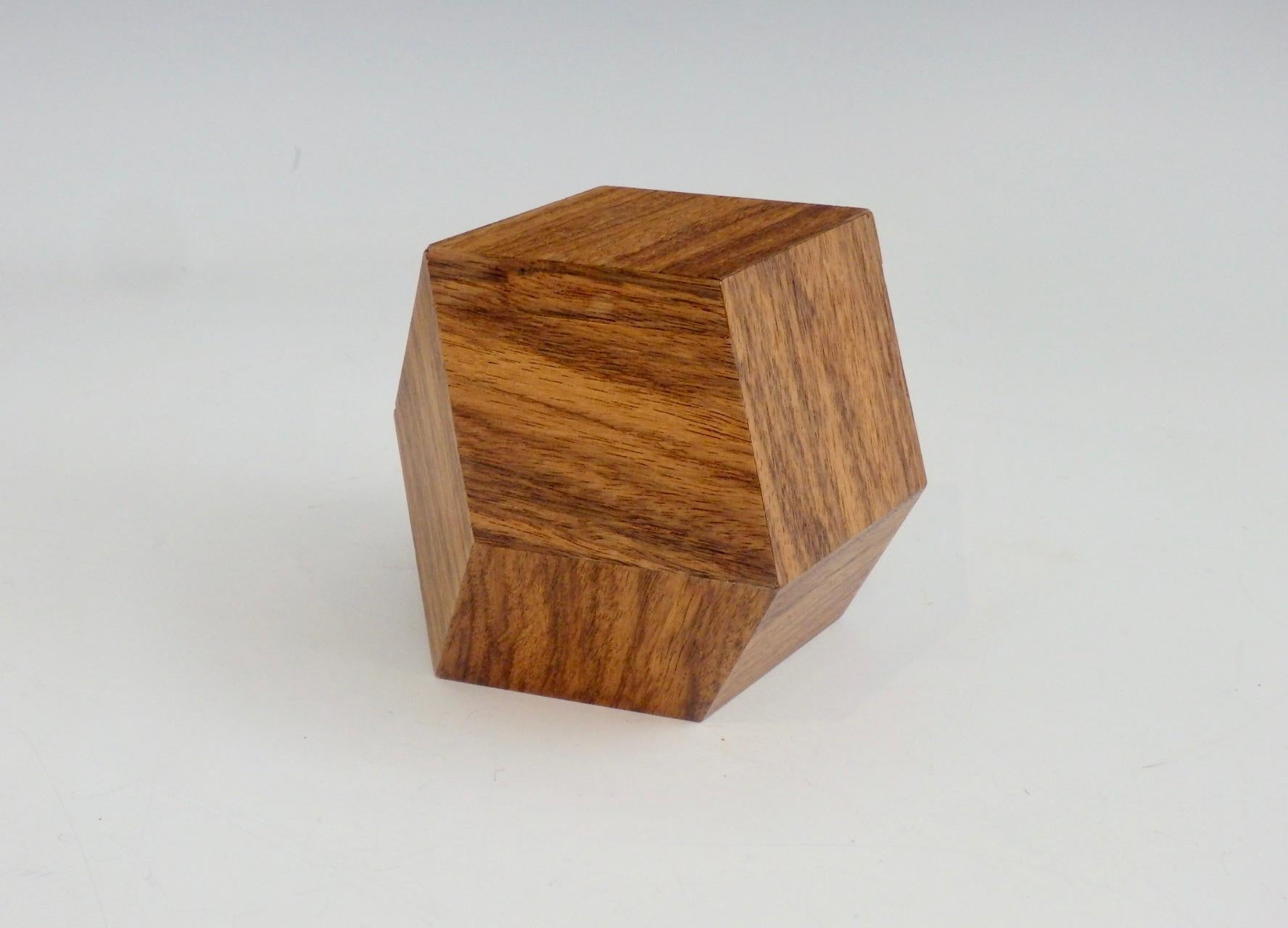 Plywood Ten Sided Polyhedral Wood Puzzle Box Sculpture For Sale