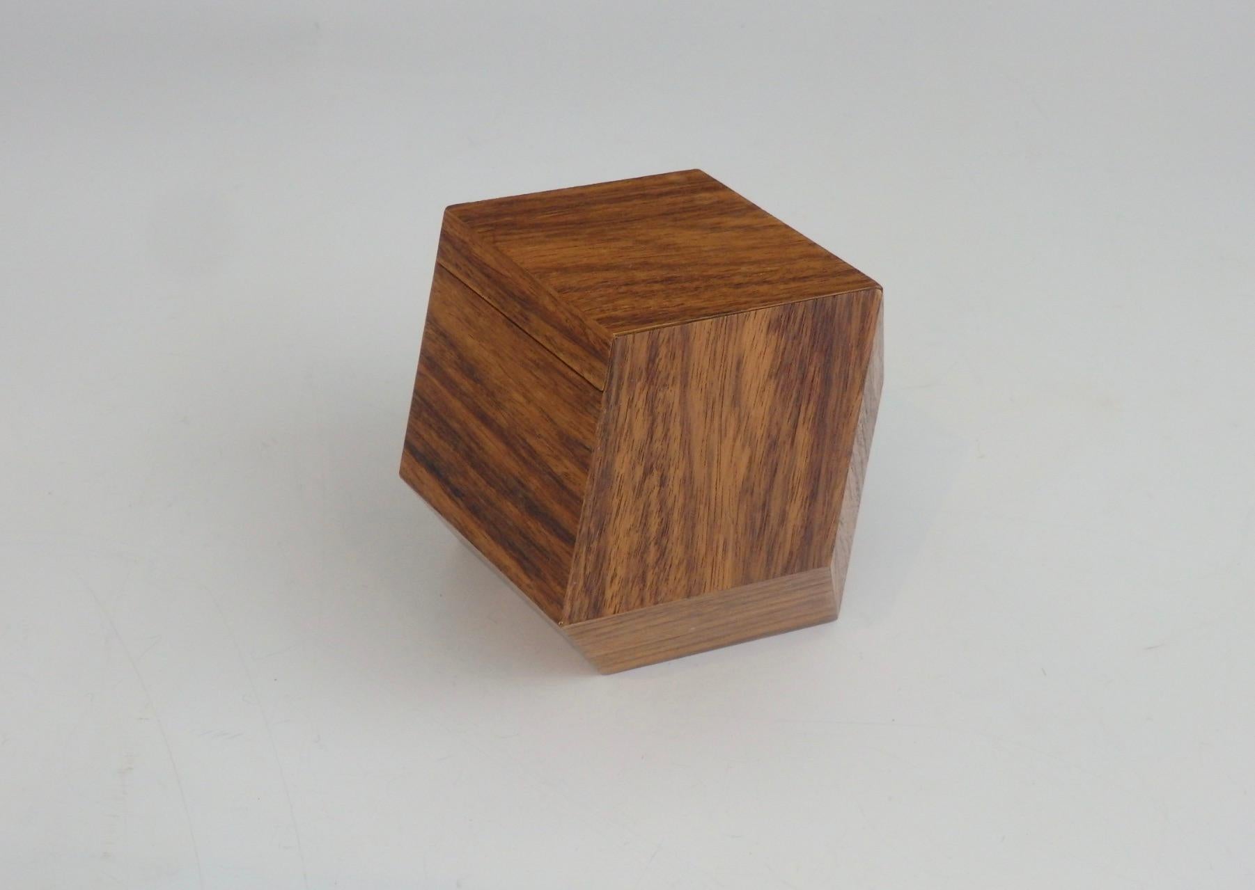Mid-Century Modern Ten Sided Polyhedral Wood Puzzle Box Sculpture For Sale