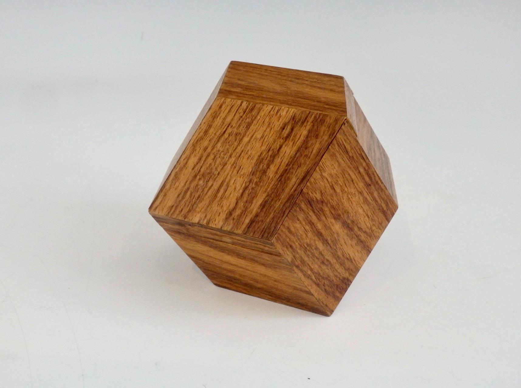 Late 20th Century Ten Sided Polyhedral Wood Puzzle Box Sculpture For Sale