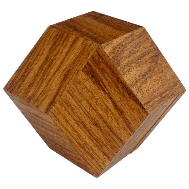 Ten Sided Polyhedral Wood Puzzle Box Sculpture For Sale