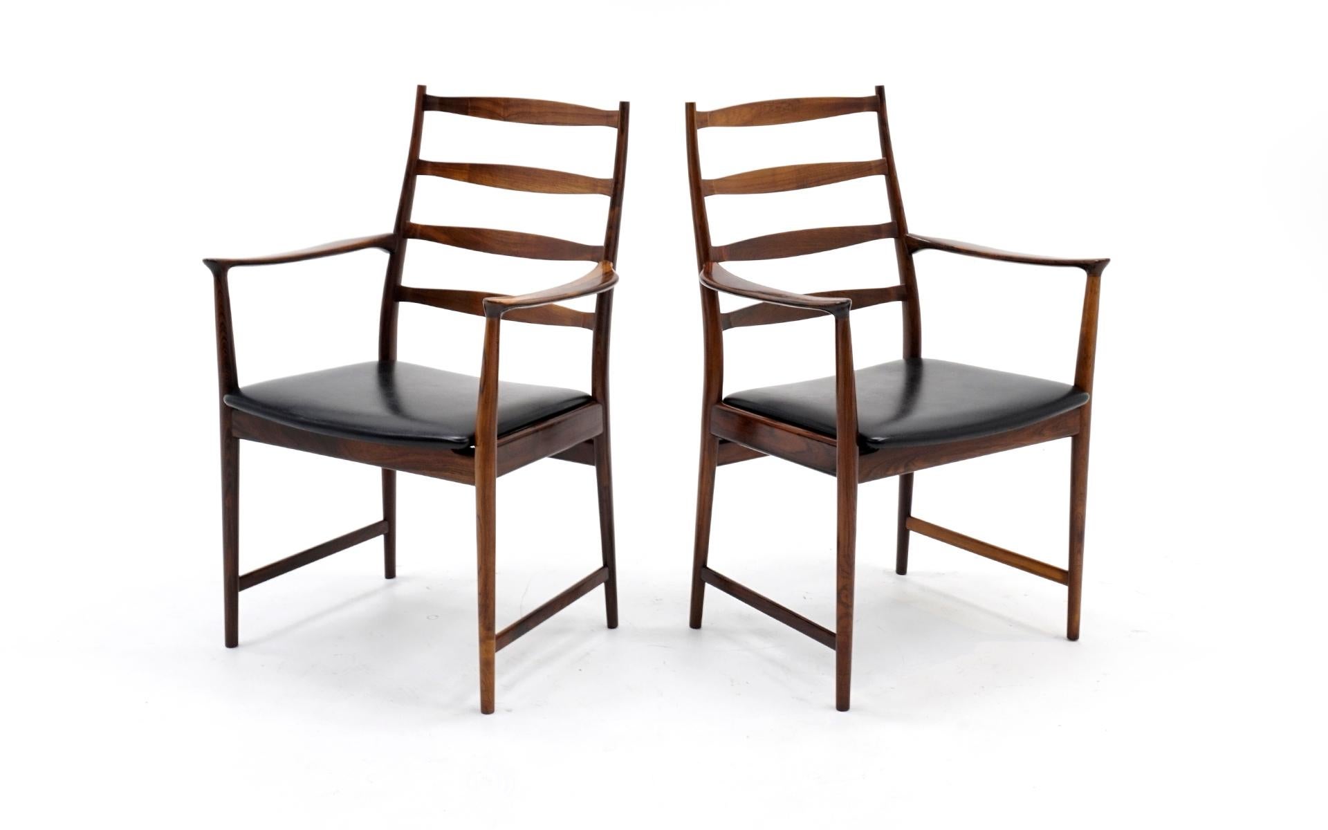 Scandinavian Modern Ten Solid Rosewood Dining Chairs, Torbjørn Afdal, Two Arm and Eight Side Chairs