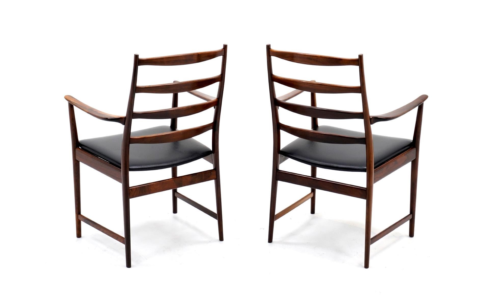 Ten Solid Rosewood Dining Chairs, Torbjørn Afdal, Two Arm and Eight Side Chairs In Good Condition In Kansas City, MO