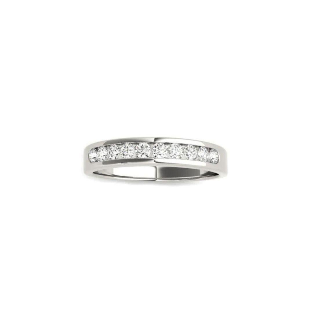 Round Cut Ten Stone Channel Set White Gold Diamond Band For Sale