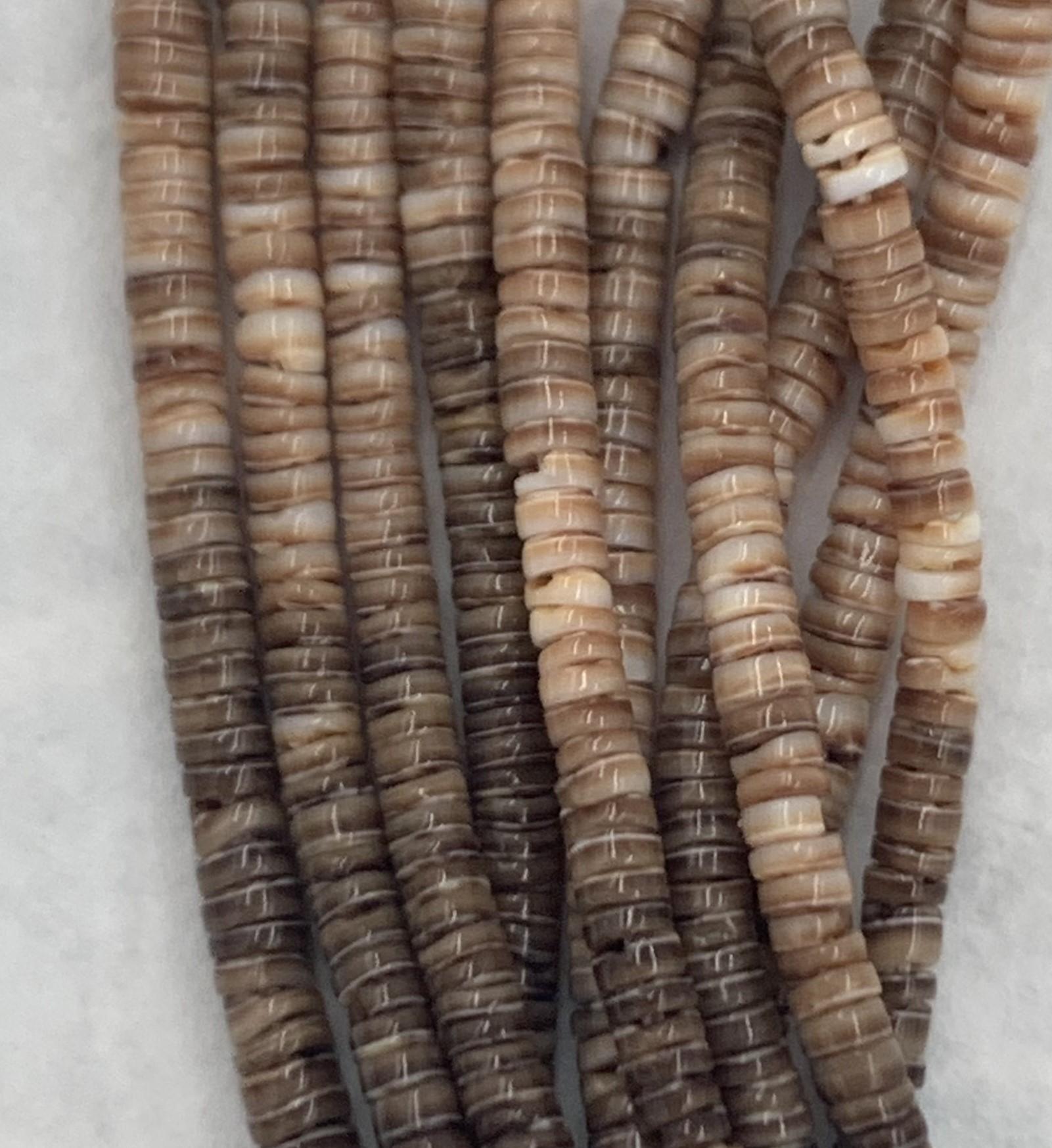 Santo Domingo Pueblo 10 Strands Ombre White & Brown Heishi Shell Necklace  5