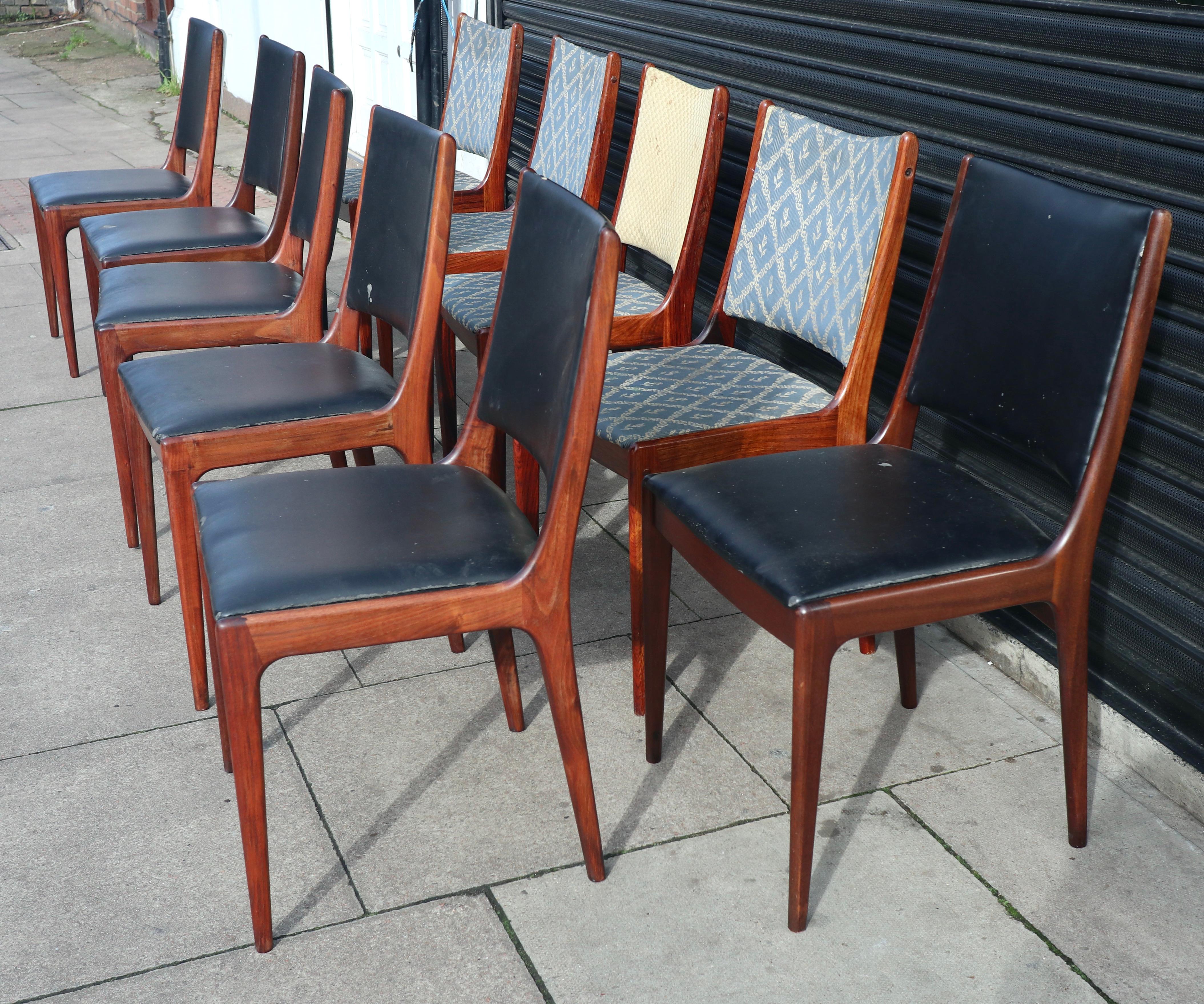 Ten Teak dining Chairs by Johannes Andersen for Uldum Møbelfabrik 1960s 8