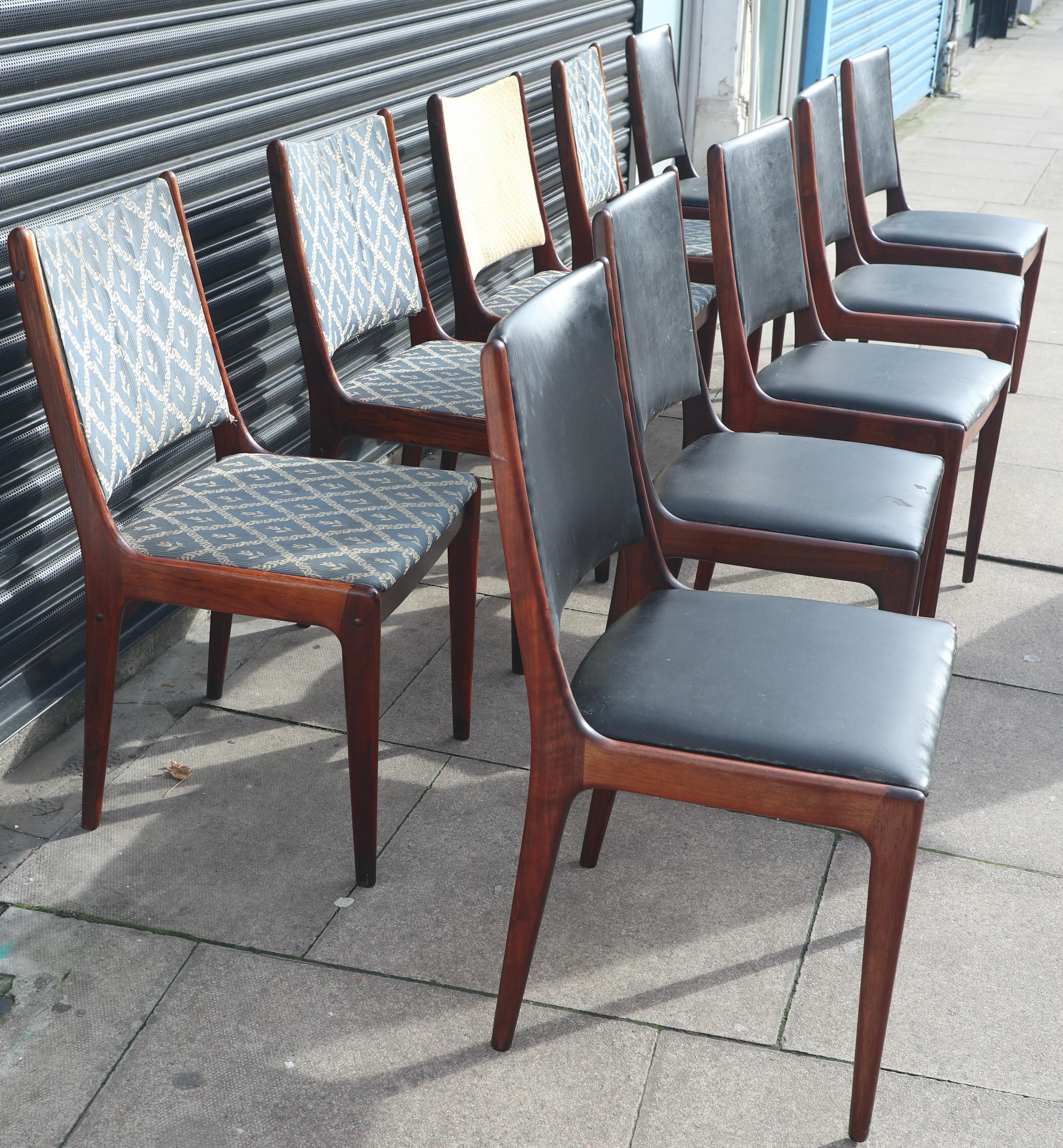 Mid-Century Modern Ten Teak dining Chairs by Johannes Andersen for Uldum Møbelfabrik 1960s