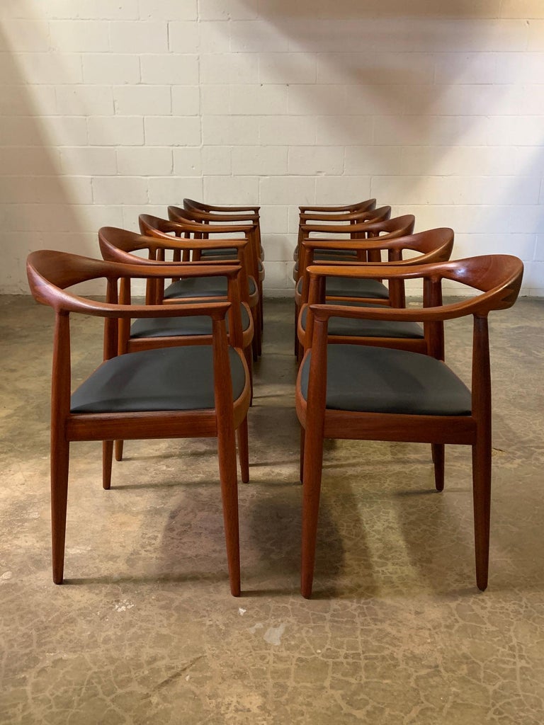 Mid-20th Century Ten Teak Round Chairs by Hans Wegner For Sale