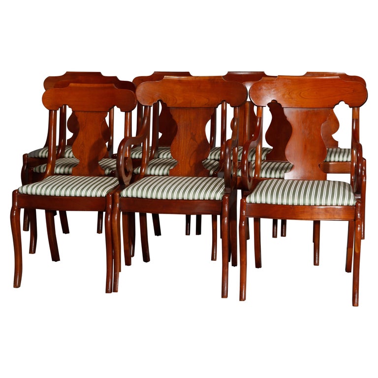 Ten Vintage Pennsylvania House Cherry Gondola Style Dining Chairs, 20th