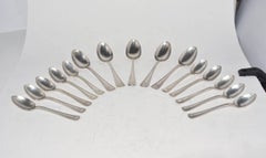 Ten Vintage Silverplated Teaspoons and Five Vintage Silver Soup Spoons.