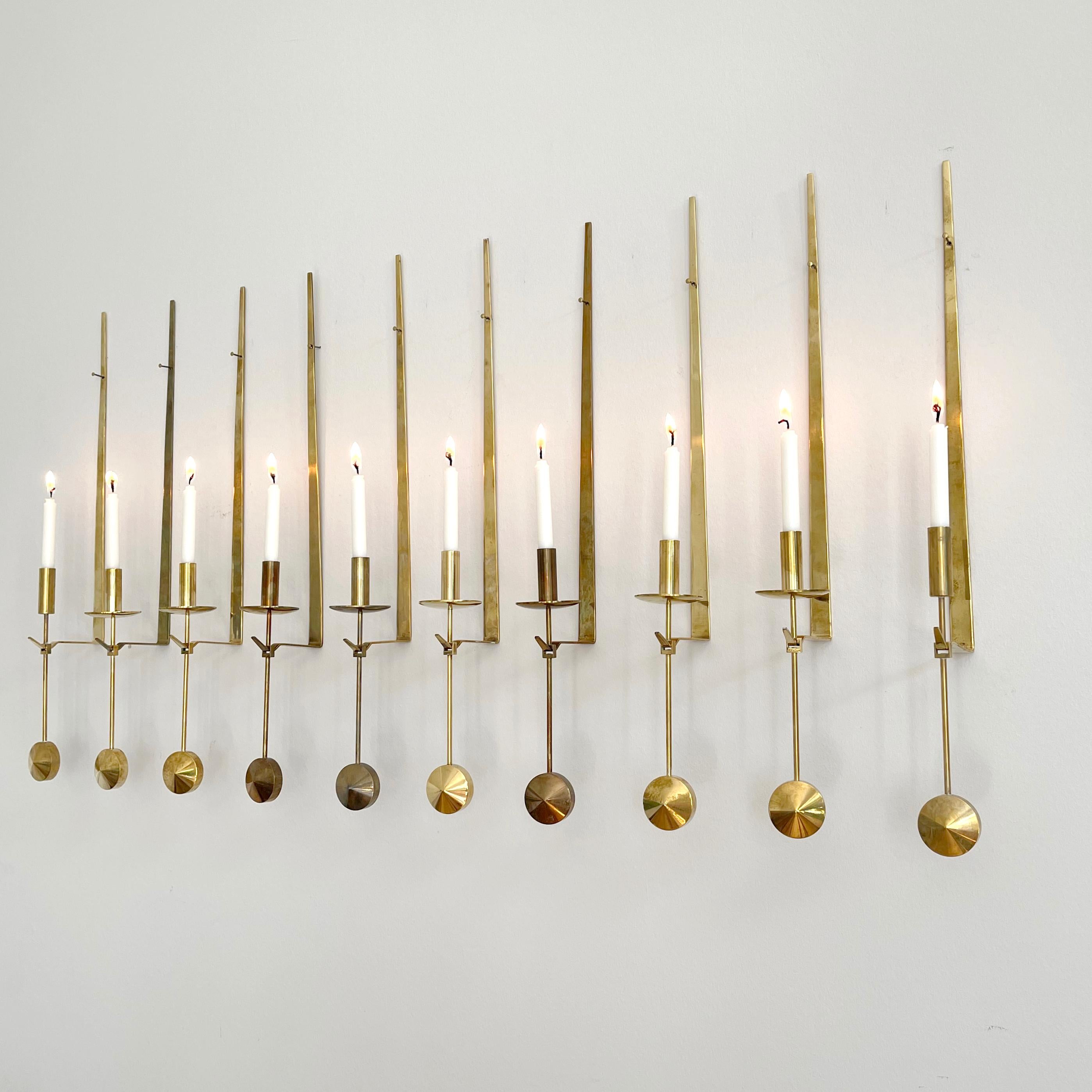 Swedish Ten Wall-Mounted Candle Holders by Pierre Forsell, Sweden 1950s For Sale
