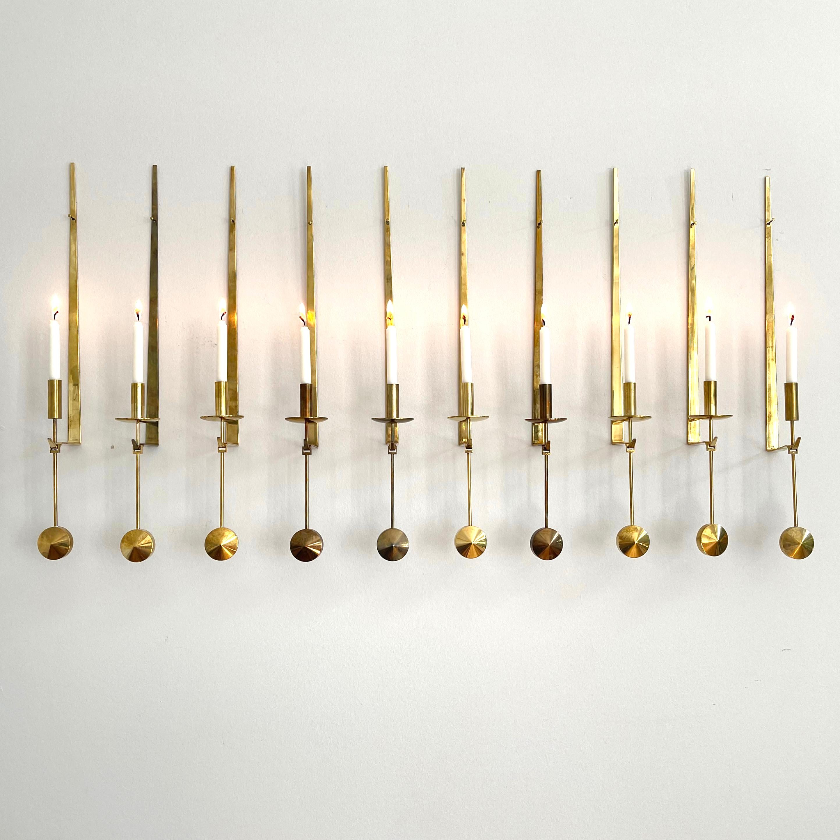 Polished Ten Wall-Mounted Candle Holders by Pierre Forsell, Sweden 1950s For Sale