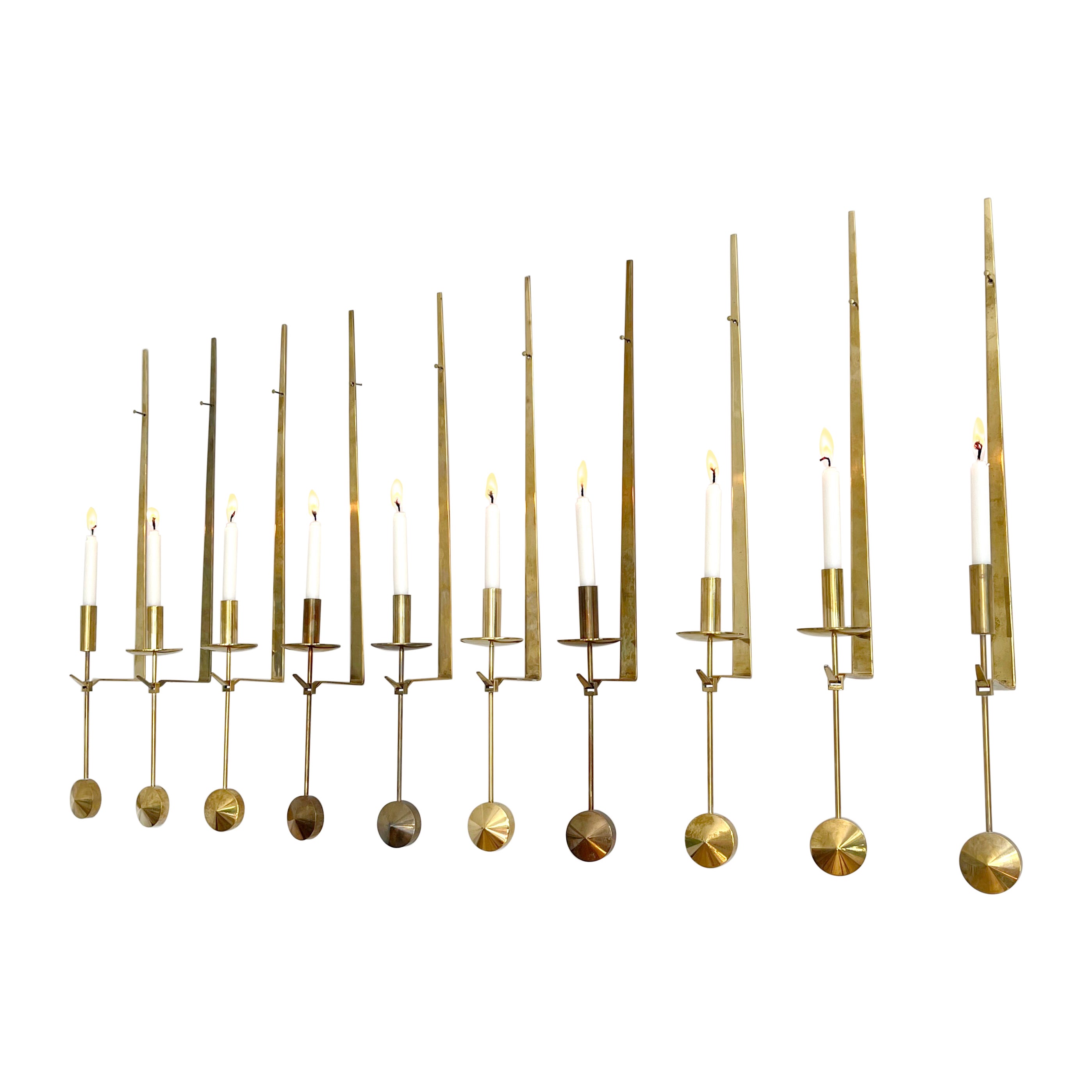 Ten Wall-Mounted Candle Holders by Pierre Forsell, Sweden 1950s