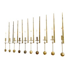 Ten Wall-Mounted Candle Holders by Pierre Forsell, Sweden 1950s
