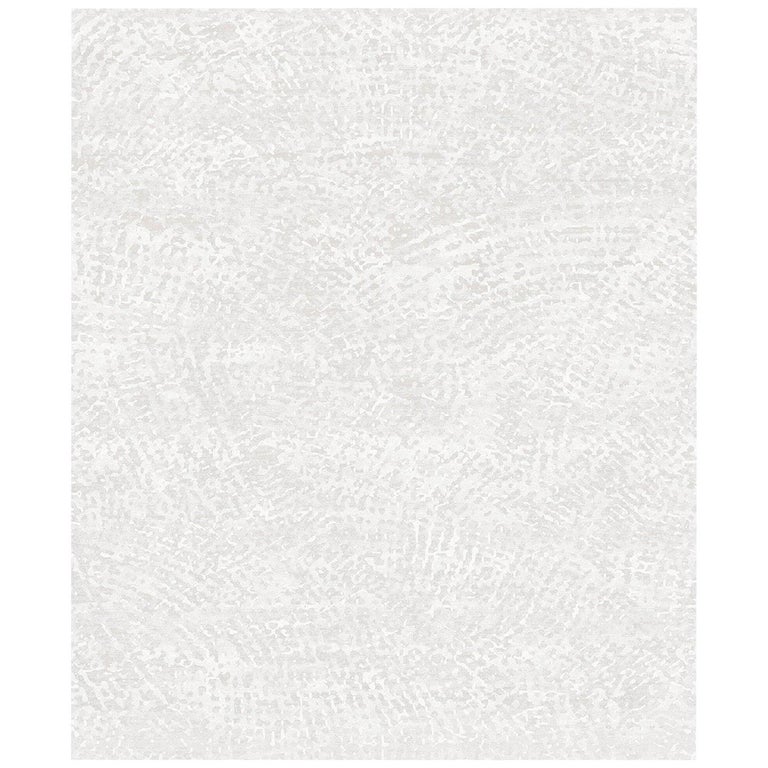 Ten White Luxury Expensive Hand Knotted Wool Tencel Allo Rug For Sale