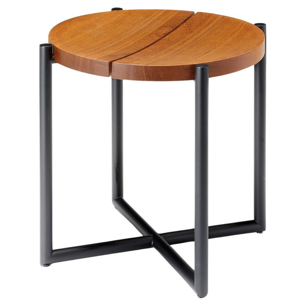 Ten10 Madeira Line Stool Solid Plank Oiled Teak Top Stainless Steel Base For Sale