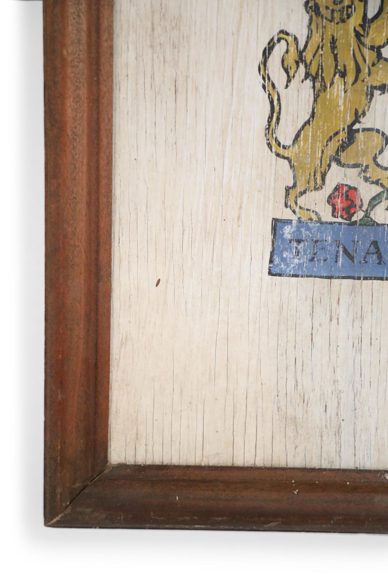 20th Century Tenacity & Boldness Painted Coat of Arms on Wood For Sale