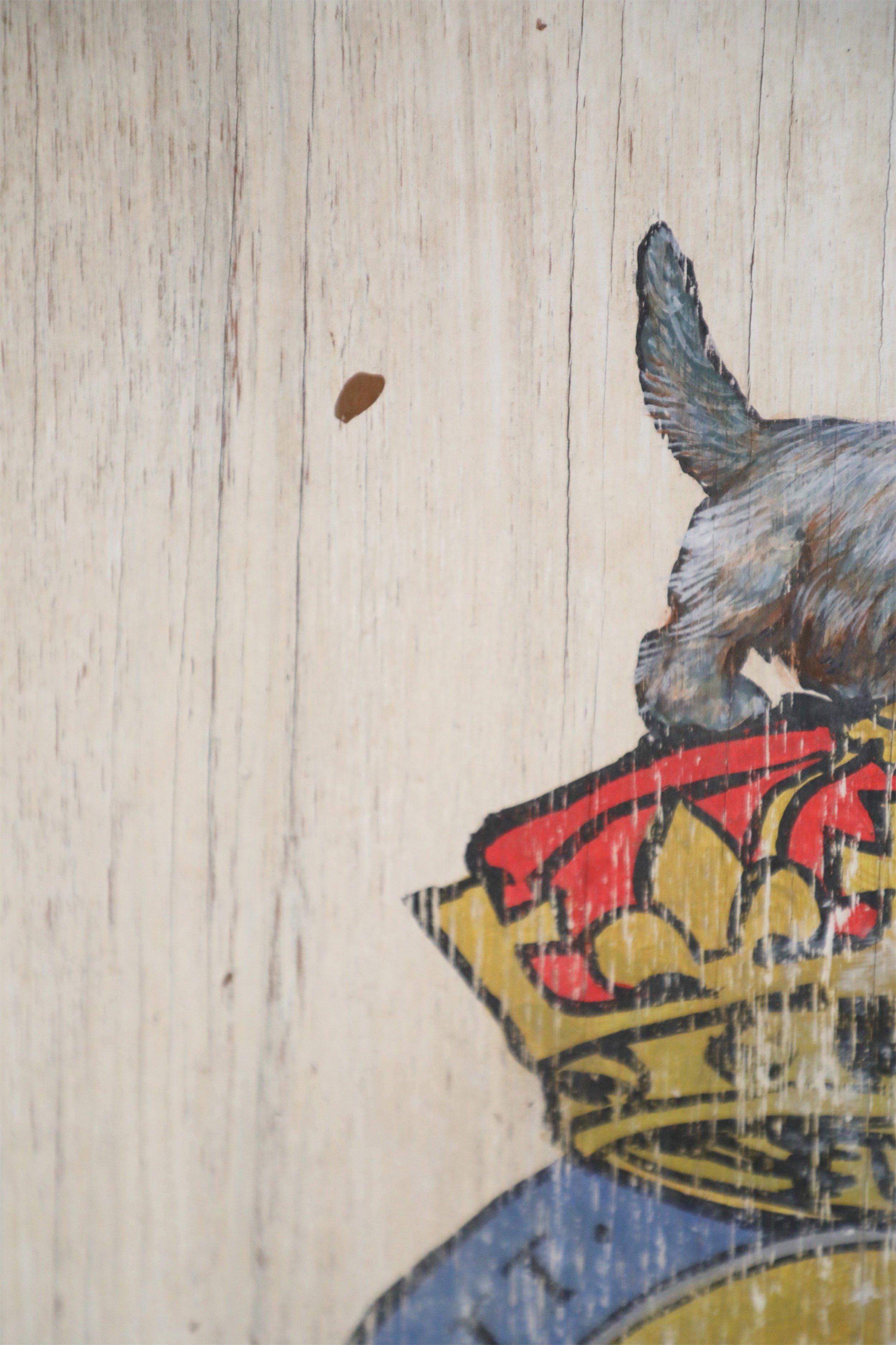 Tenacity & Boldness Painted Coat of Arms on Wood For Sale 1