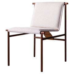 Chaise Tenda, Tiago Curioni, acier inoxydable ou bois et cuir, st. contemporaine