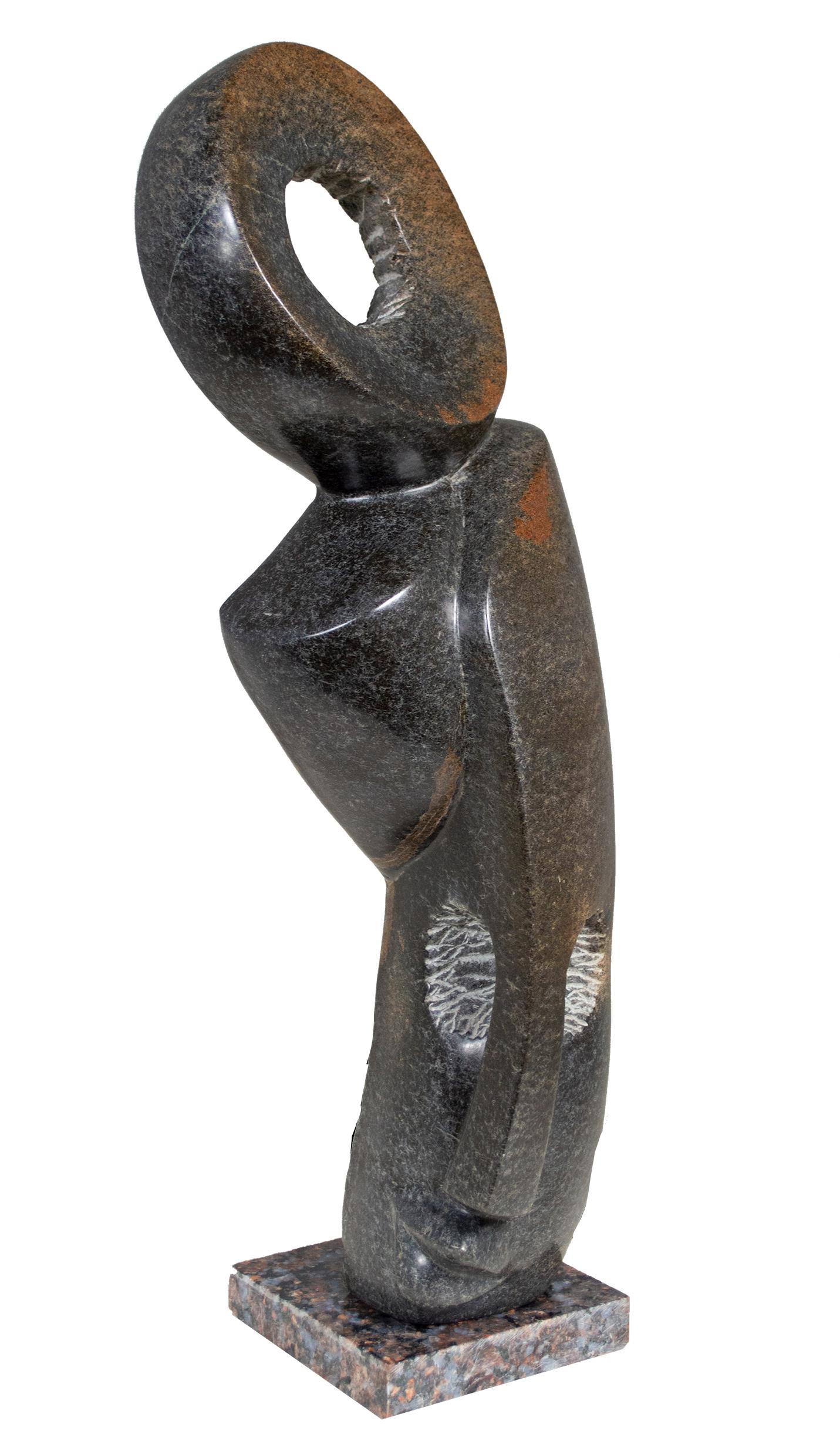 Tendai Marowa & Stanley Chideu Figurative Sculpture - 'Protected by Spirits' original stone Shona sculpture by Marowa & Chideu